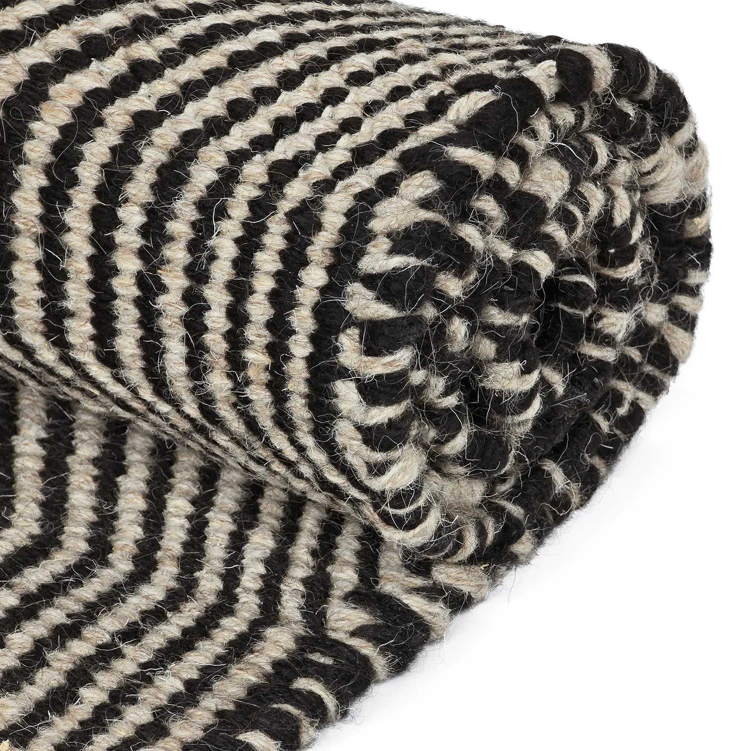 Uldtæppe - Larkana (beige/sort)