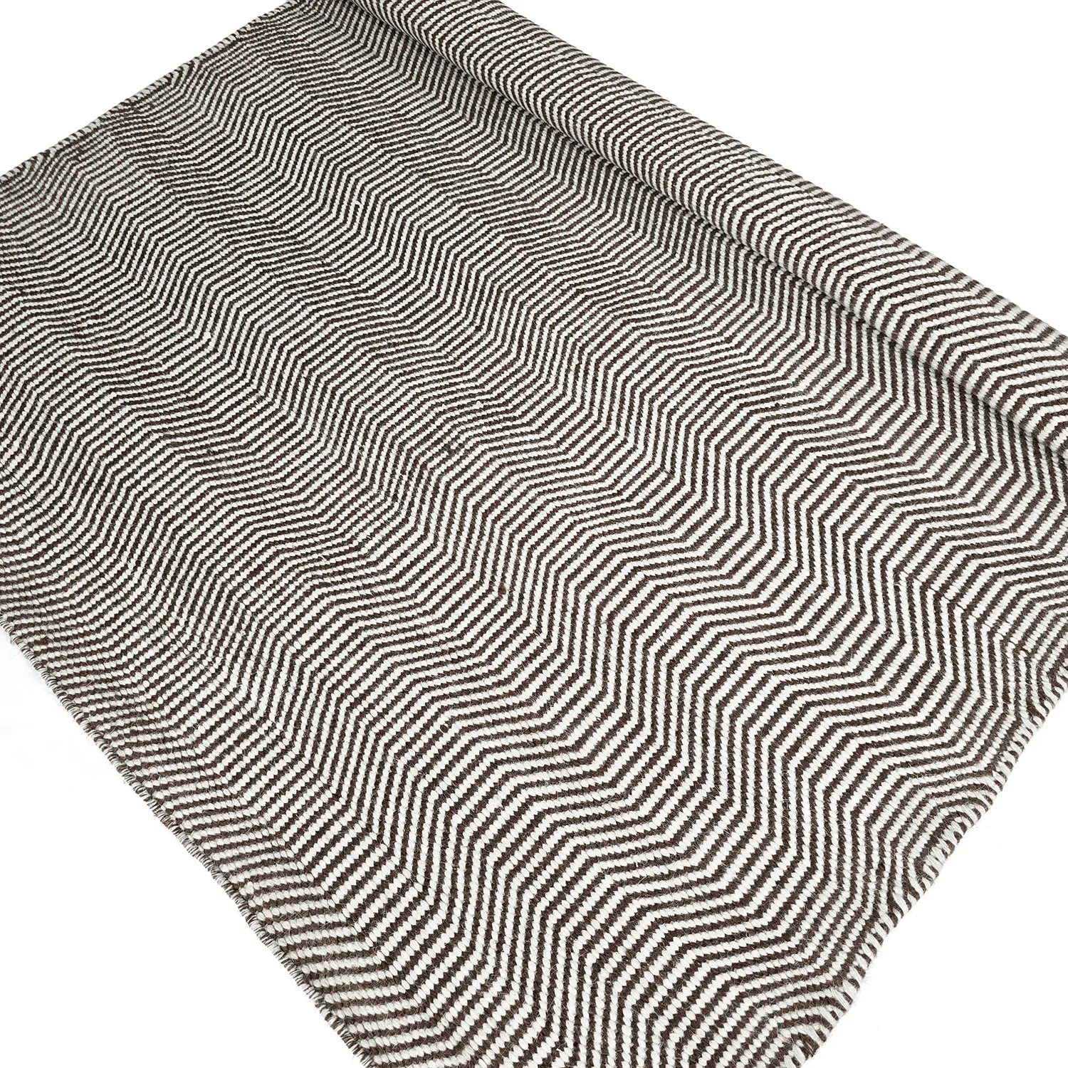 Uldtæppe - Larkana (brun/hvid)