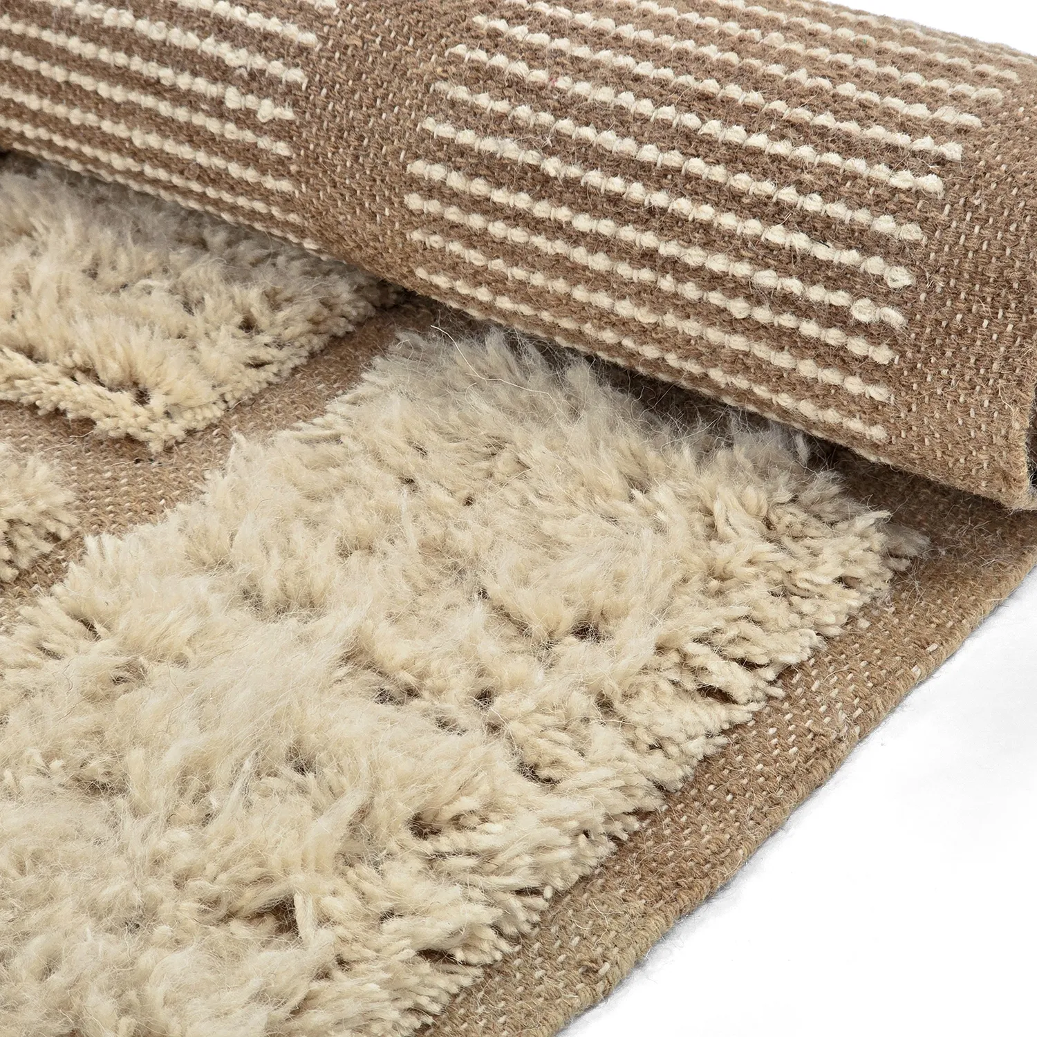 Ryatæpper - Leknes Hand Woven Wool Shaggy (fløde)