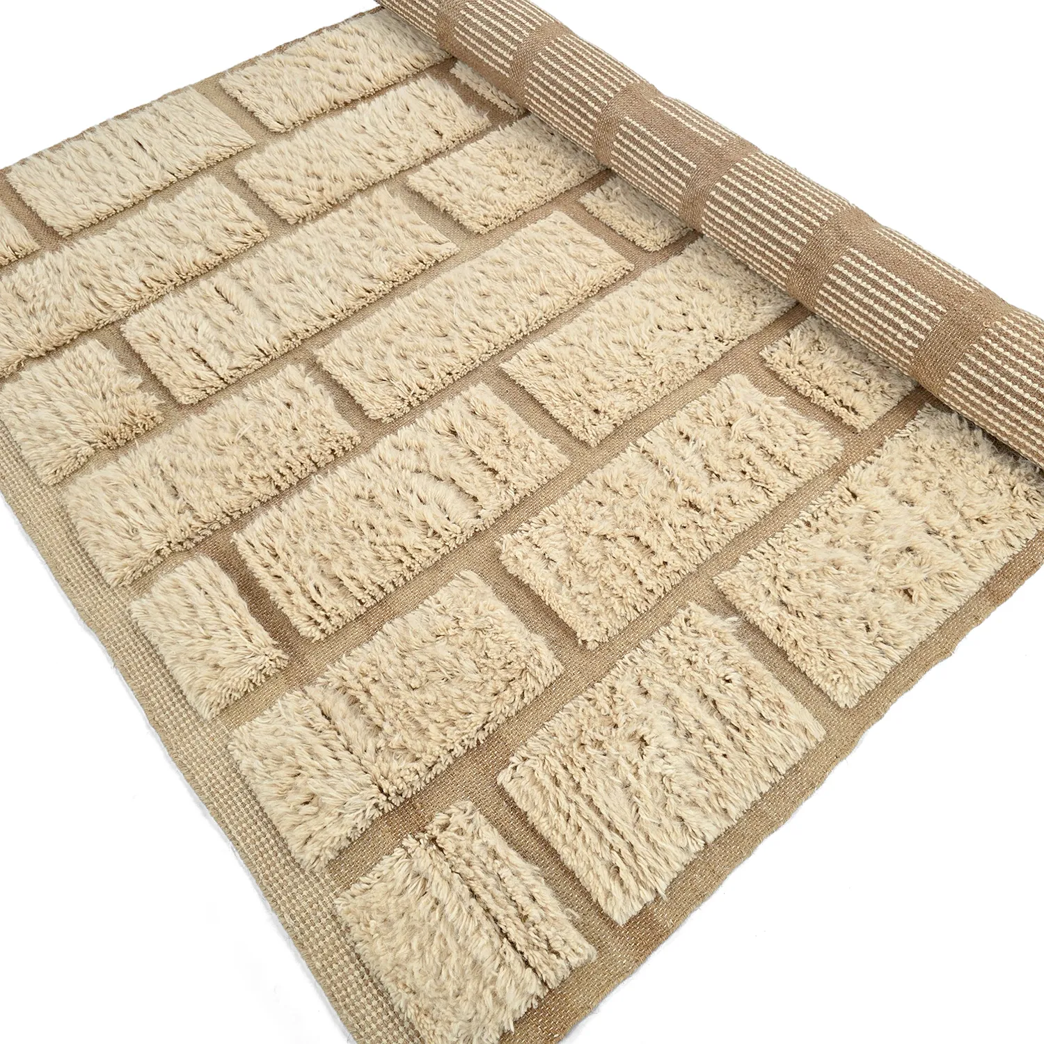 Ryatæpper - Leknes Hand Woven Wool Shaggy (fløde)