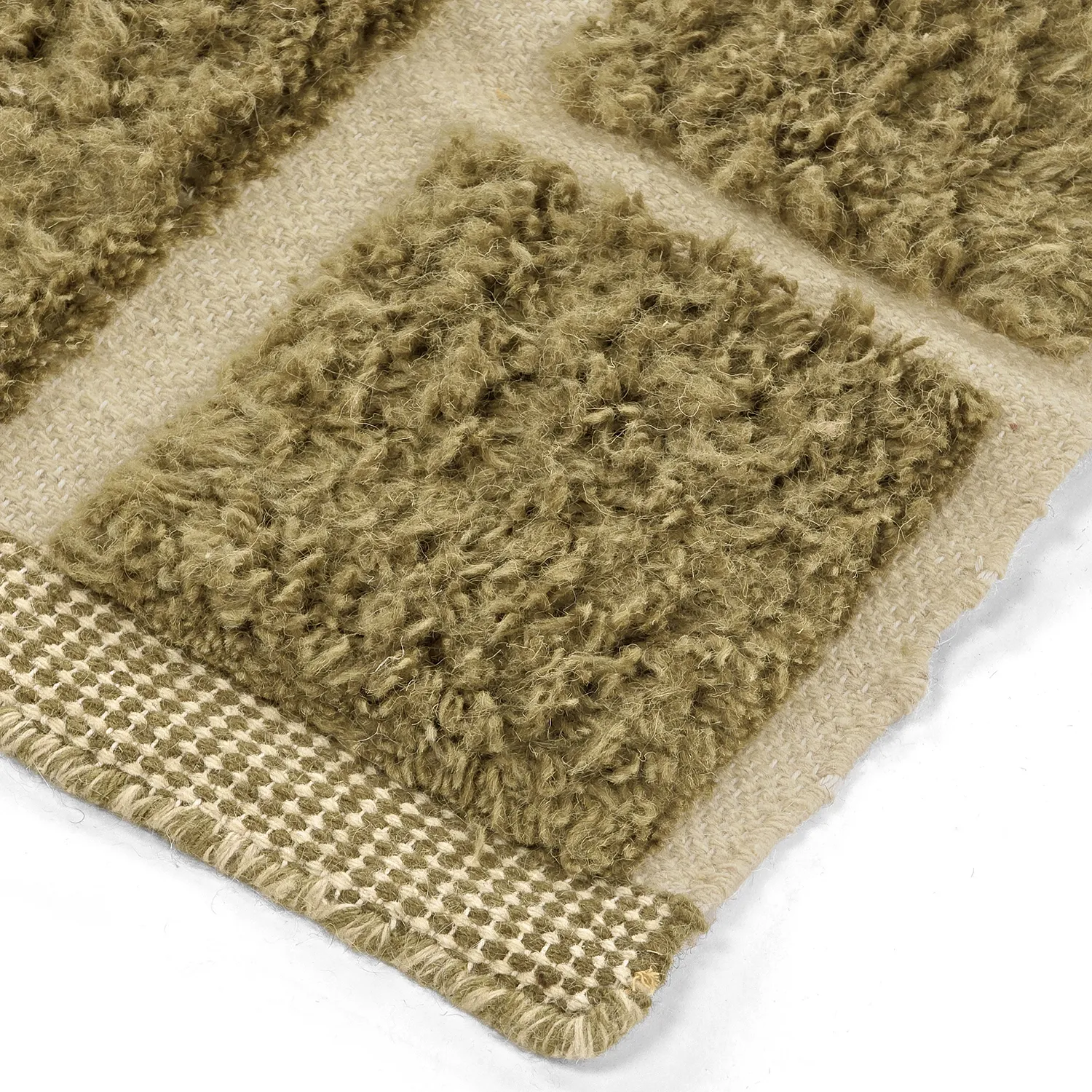 Ryatæpper - Leknes Hand Woven Wool Shaggy (grøn)