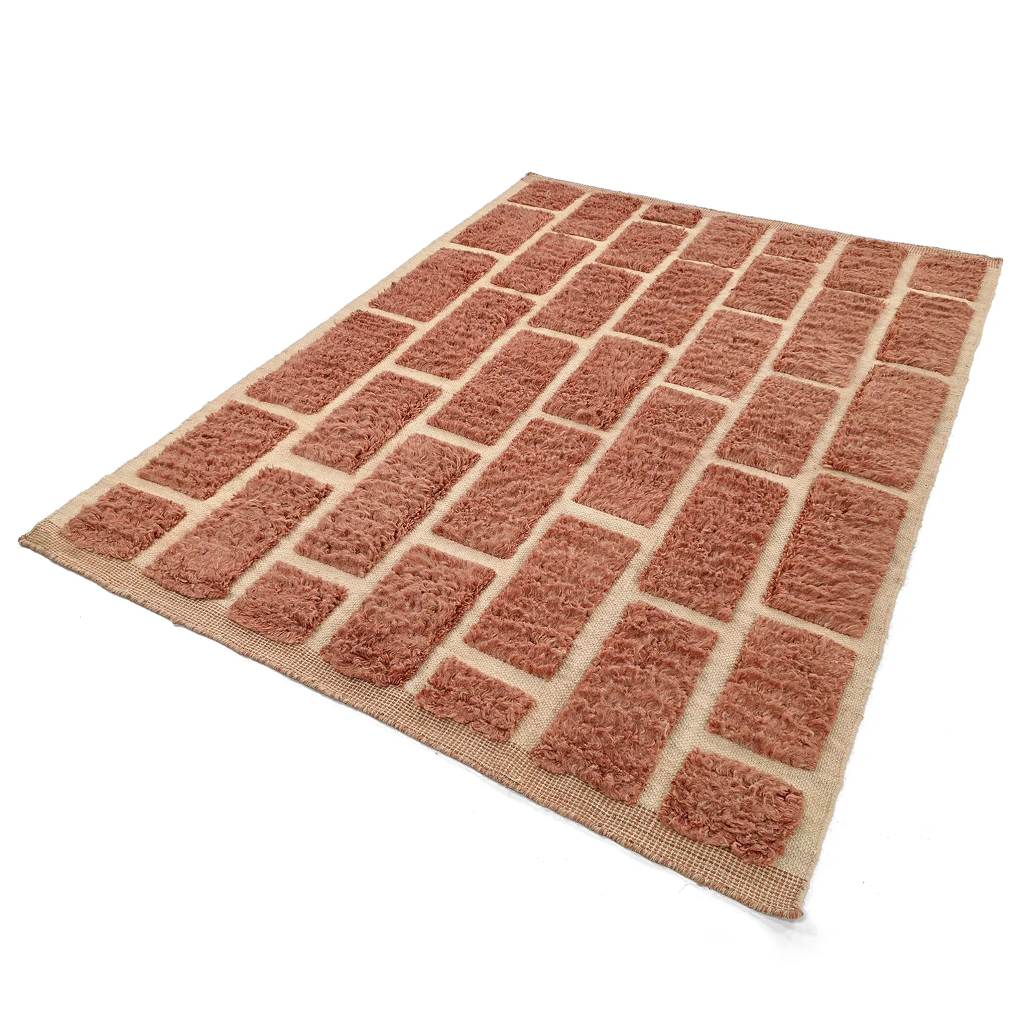 Ryatæpper - Leknes Hand Woven Wool Shaggy (terracotta)