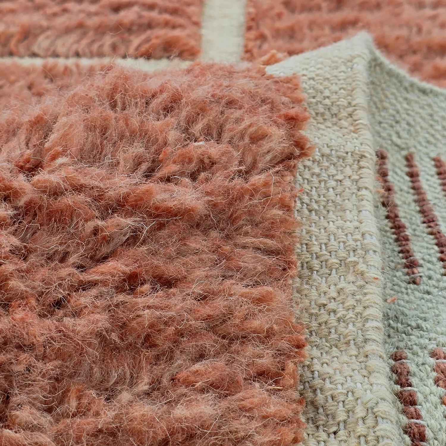 Ryatæpper - Leknes Hand Woven Wool Shaggy (terracotta)