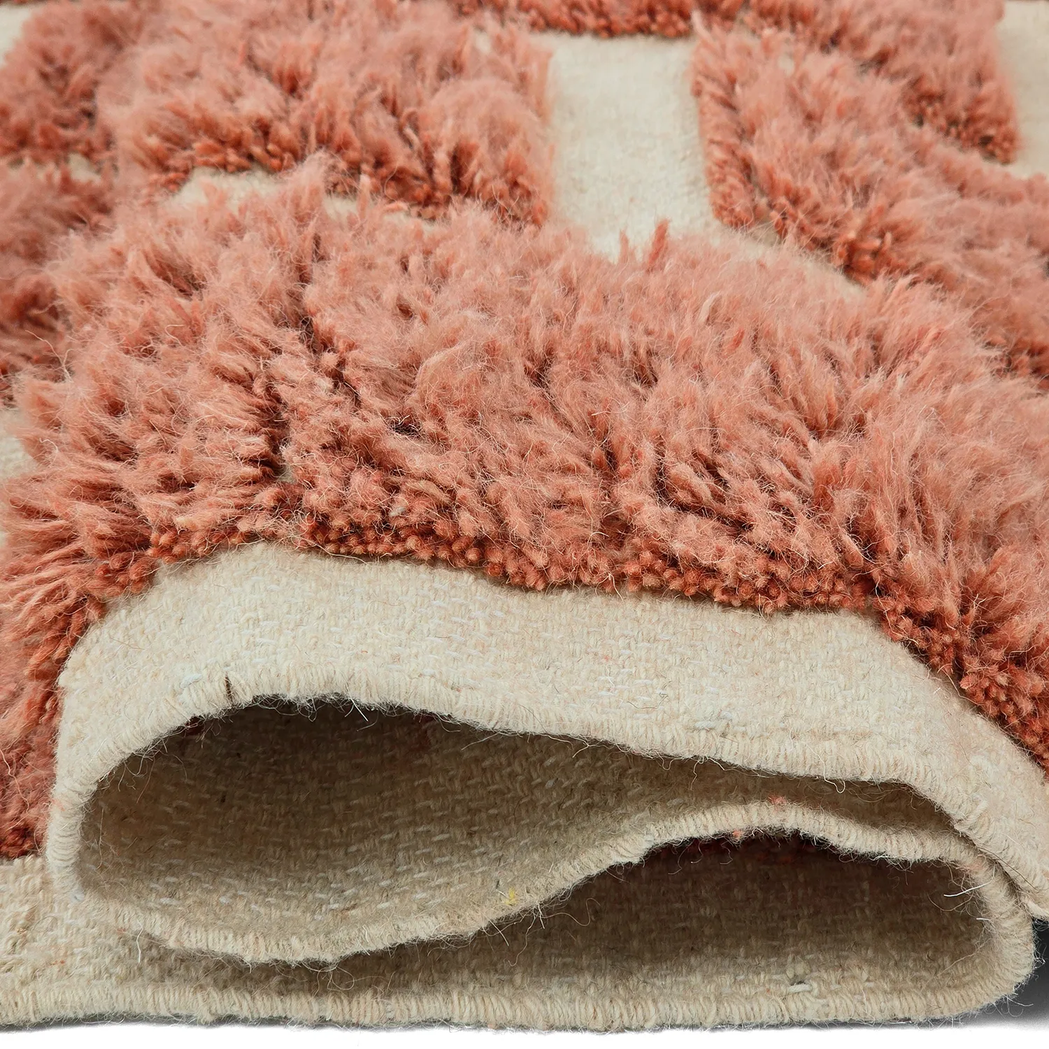 Ryatæpper - Leknes Hand Woven Wool Shaggy (terracotta)