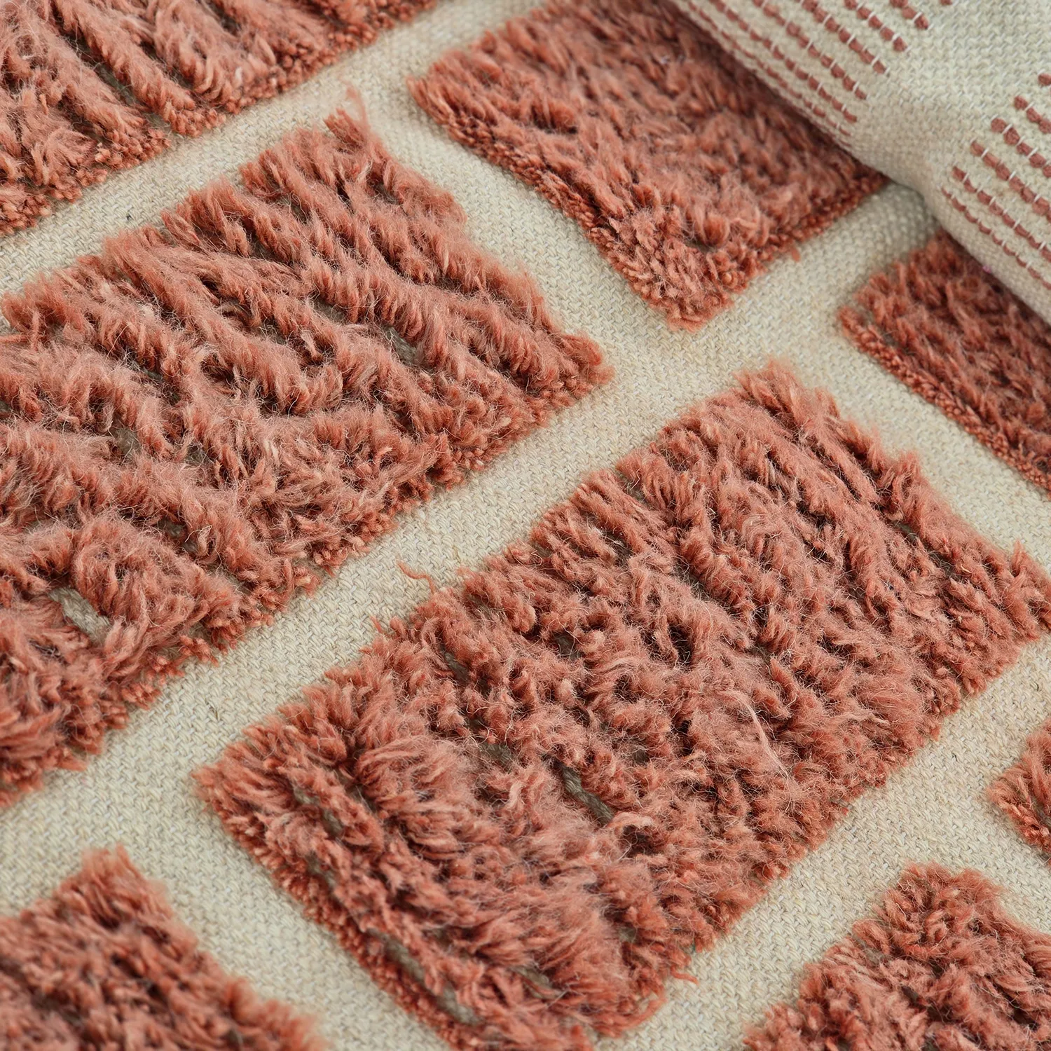 Ryatæpper - Leknes Hand Woven Wool Shaggy (terracotta)