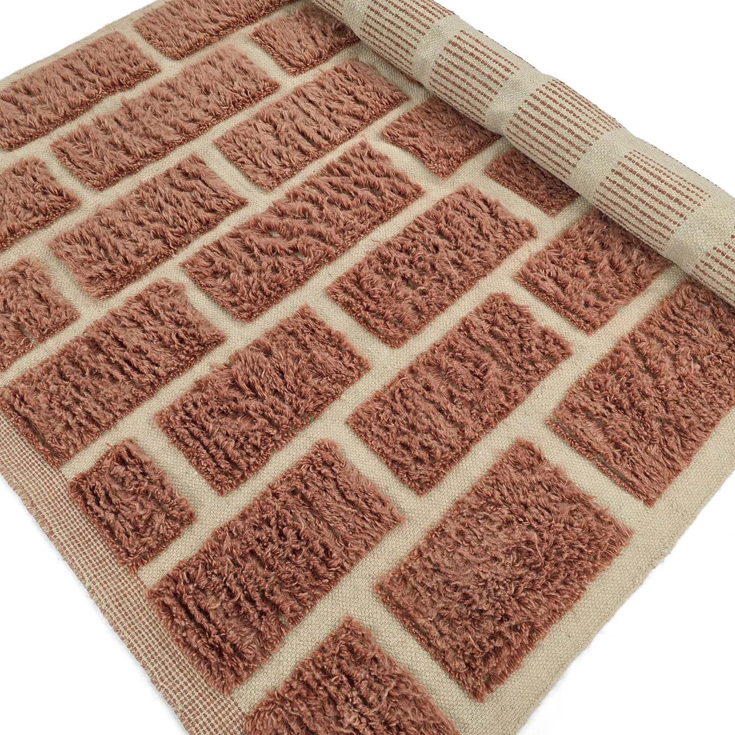 Ryatæpper - Leknes Hand Woven Wool Shaggy (terracotta)