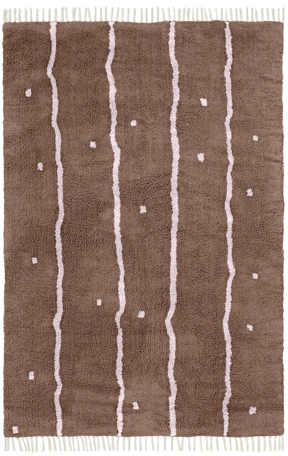 Ryatæpper - Leora Natural Cotton Shaggy (brun/lilla)