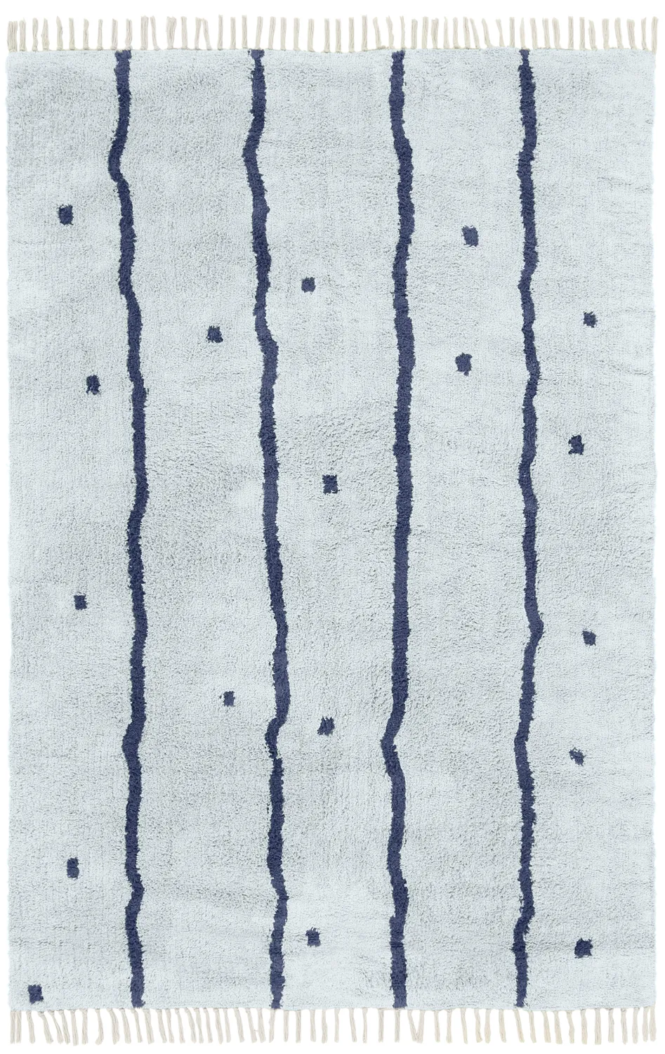 Ryatæpper - Leora Natural Cotton Shaggy (grå/blå)