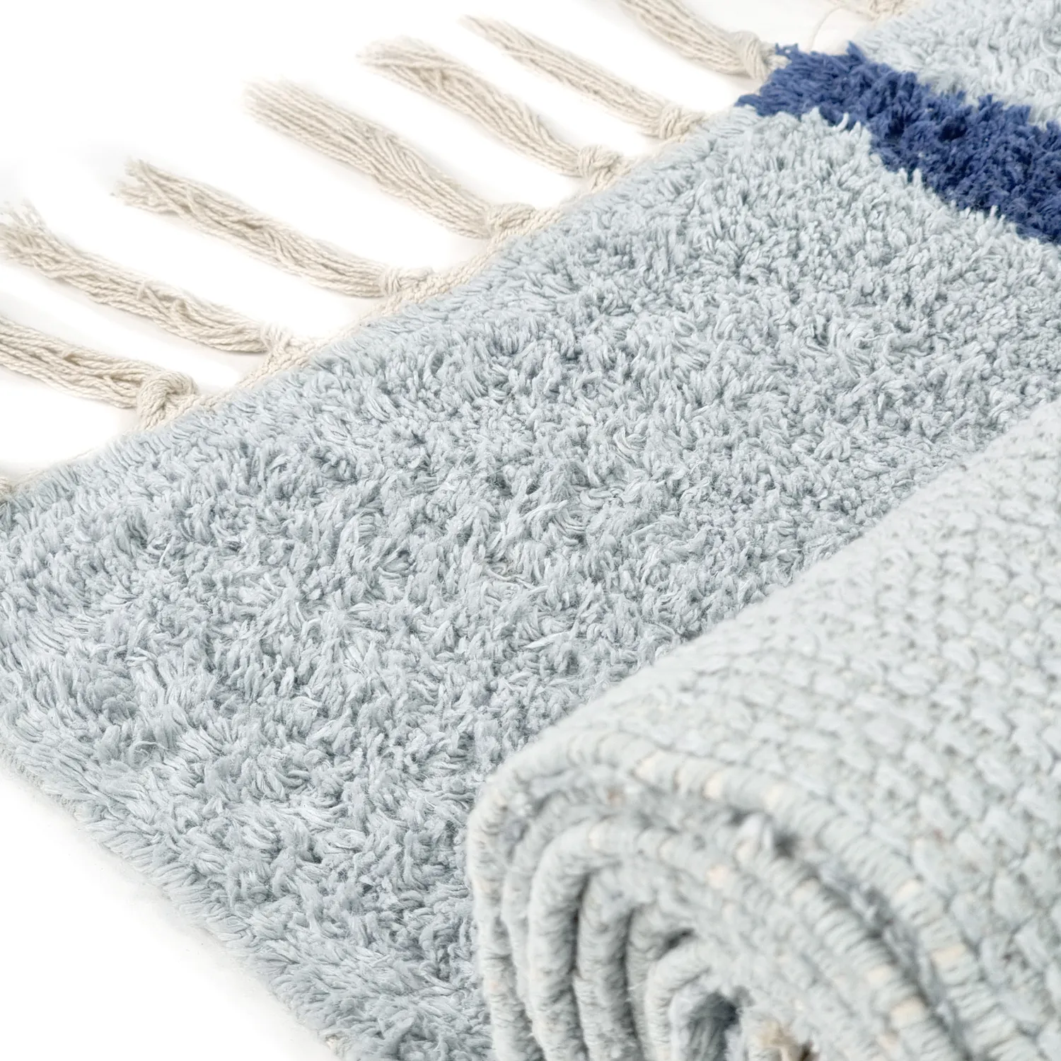 Ryatæpper - Leora Natural Cotton Shaggy (grå/blå)