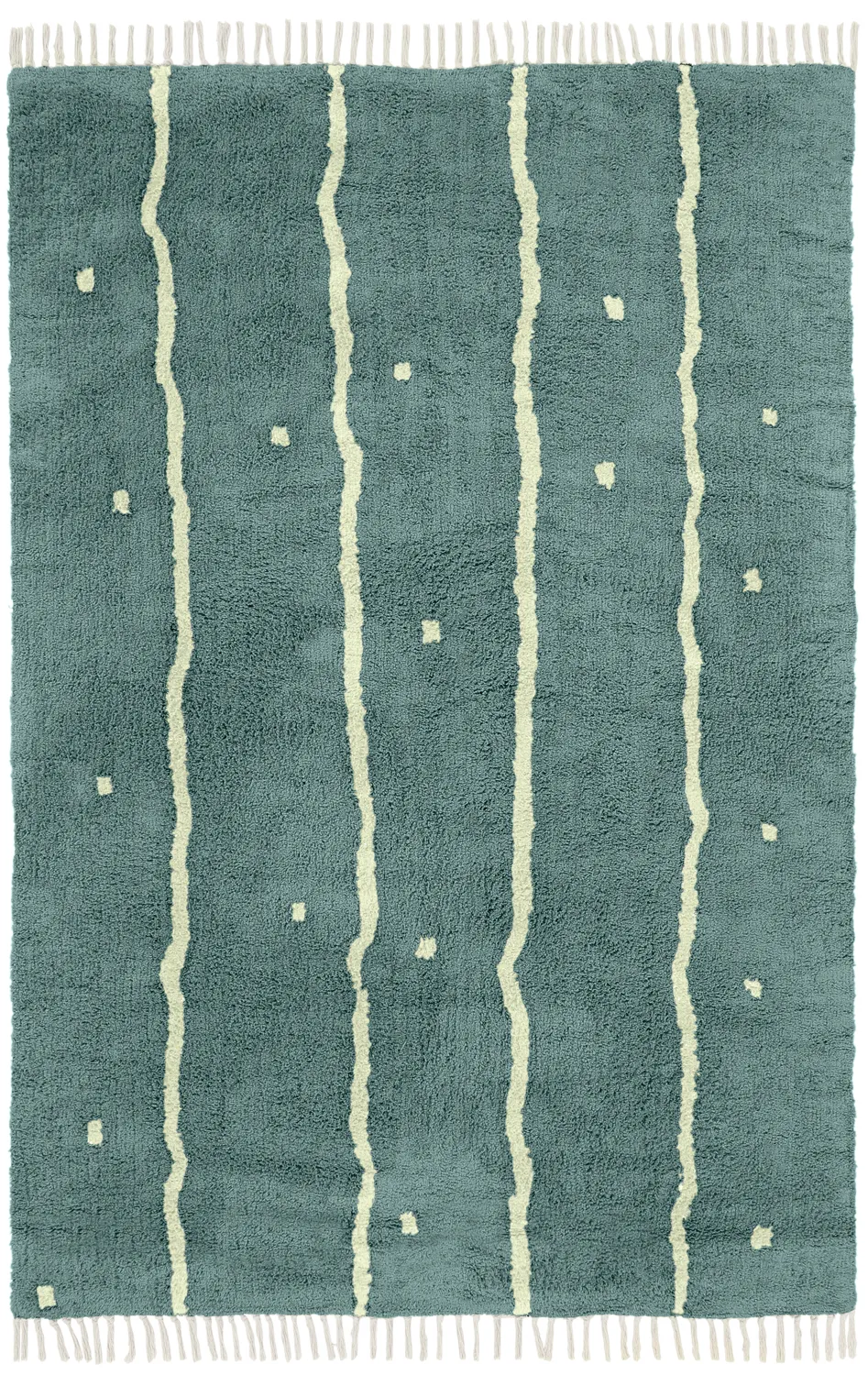 Ryatæpper - Leora Natural Cotton Shaggy (grøn)