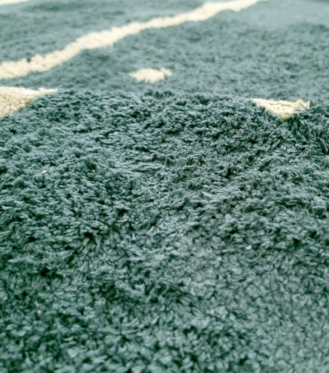 Rundt tæppe - Leora Natural Cotton Shaggy (grøn)