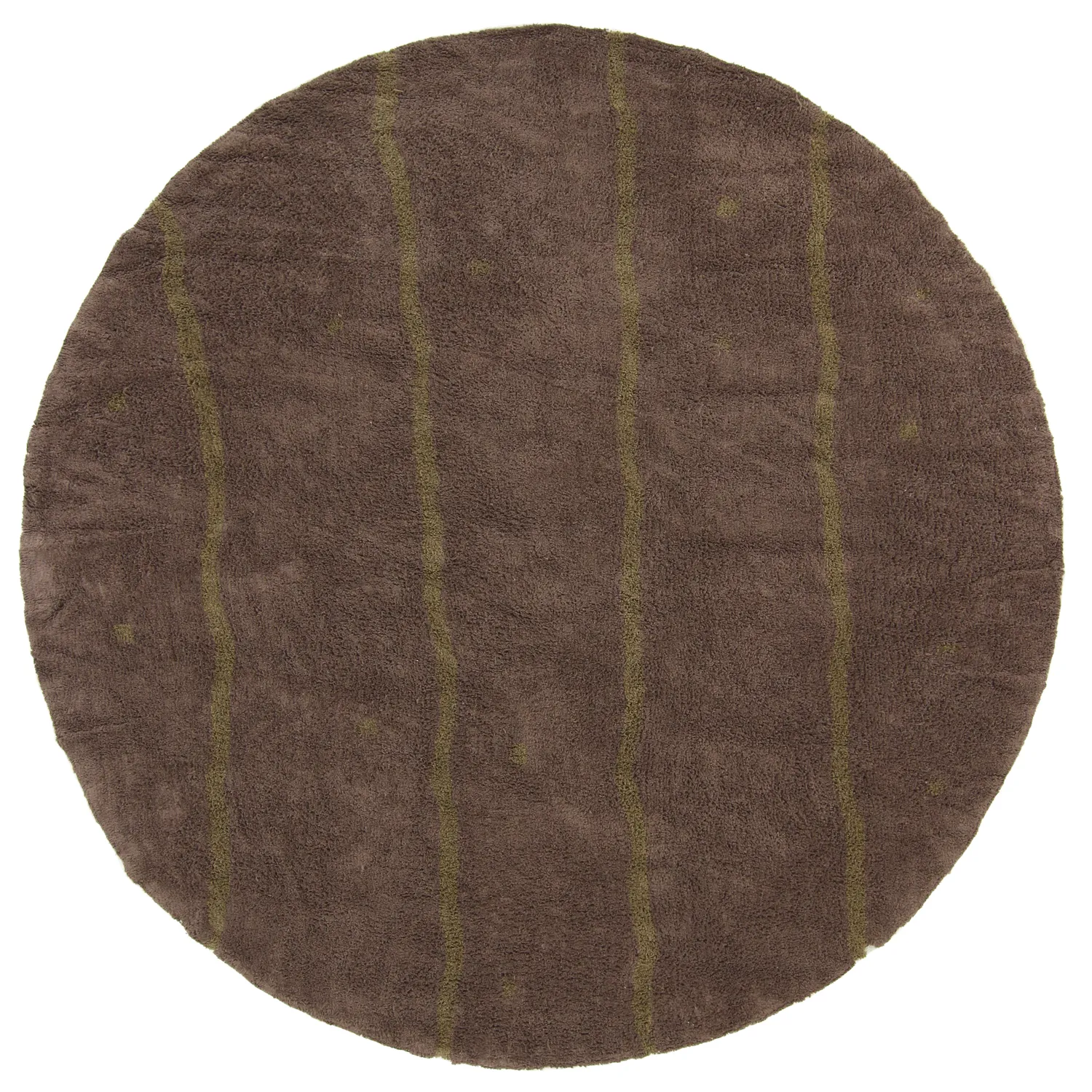 Rundt tæppe - Leora Natural Cotton Shaggy (brun/oliven)