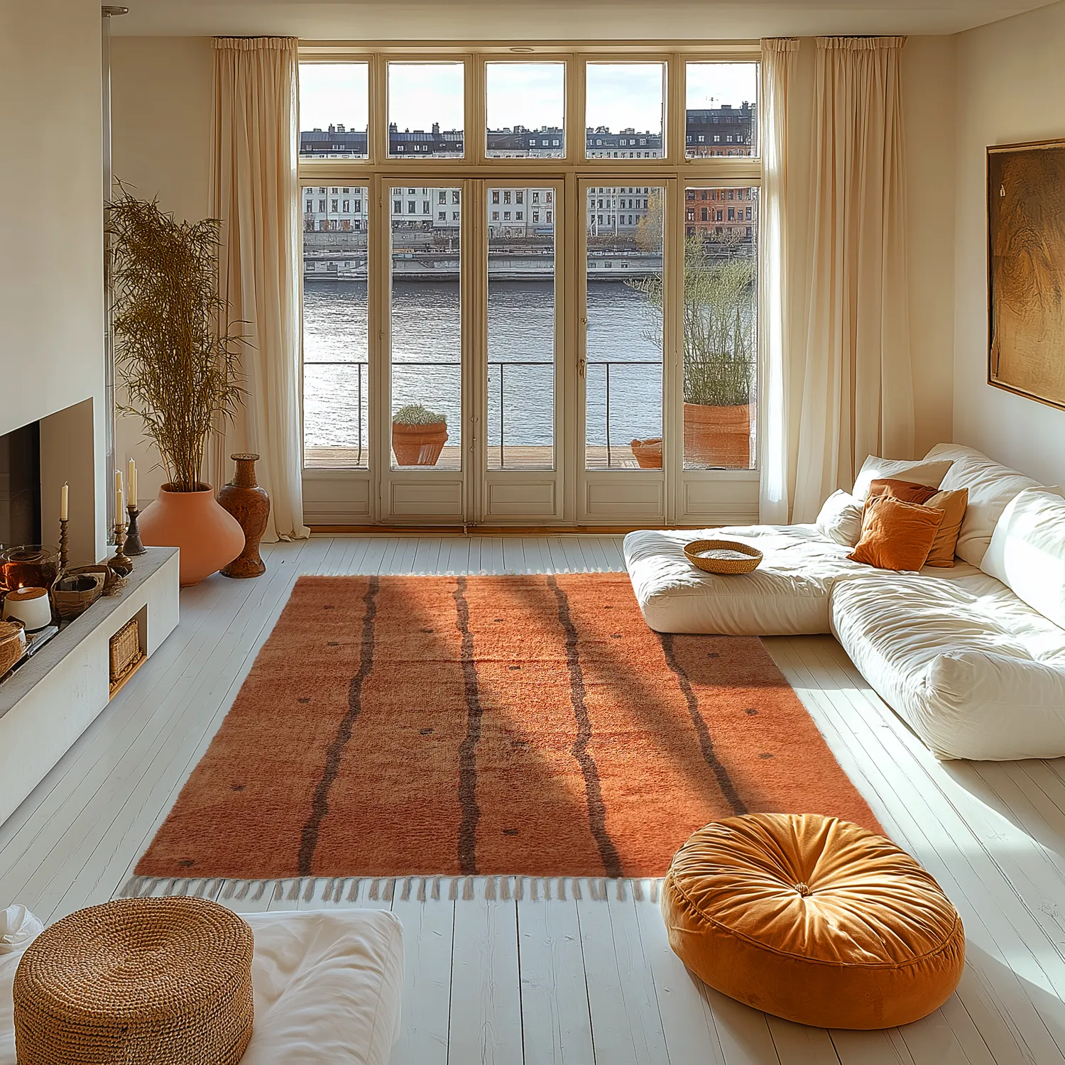 Ryatæpper - Leora Natural Cotton Shaggy (orange/brun)