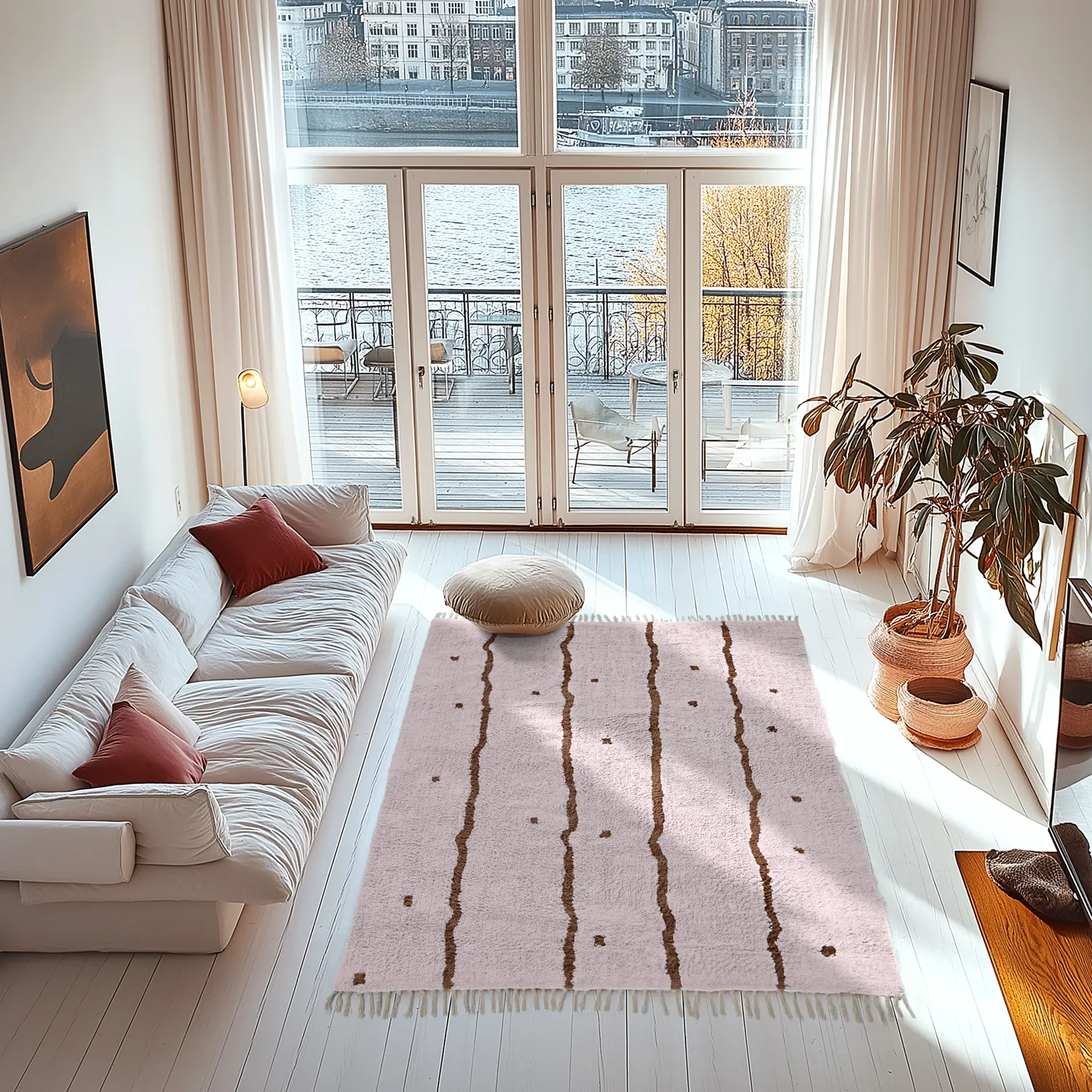 Ryatæpper - Leora Natural Cotton Shaggy (lyserød/brun)