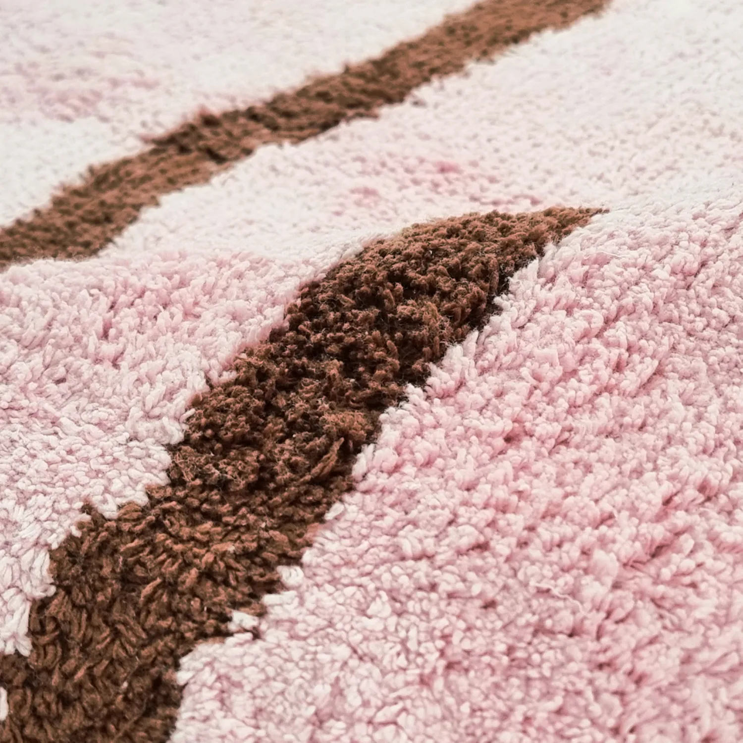 Ryatæpper - Leora Natural Cotton Shaggy (lyserød/brun)