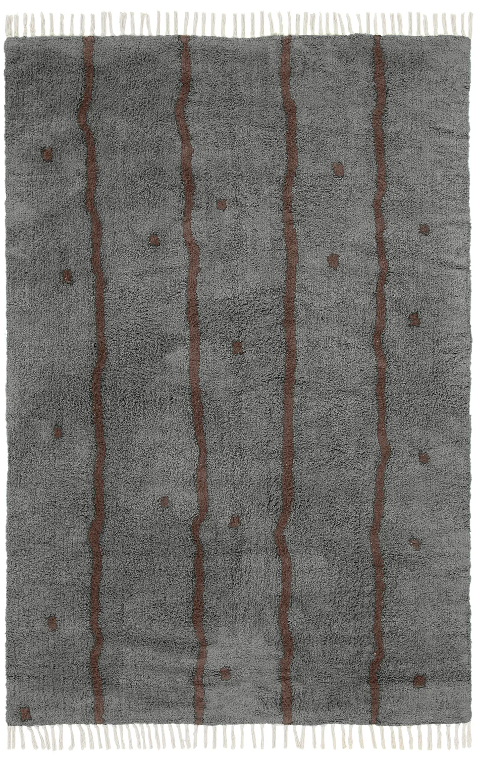 Ryatæpper - Leora Natural Cotton Shaggy (sort/brun)