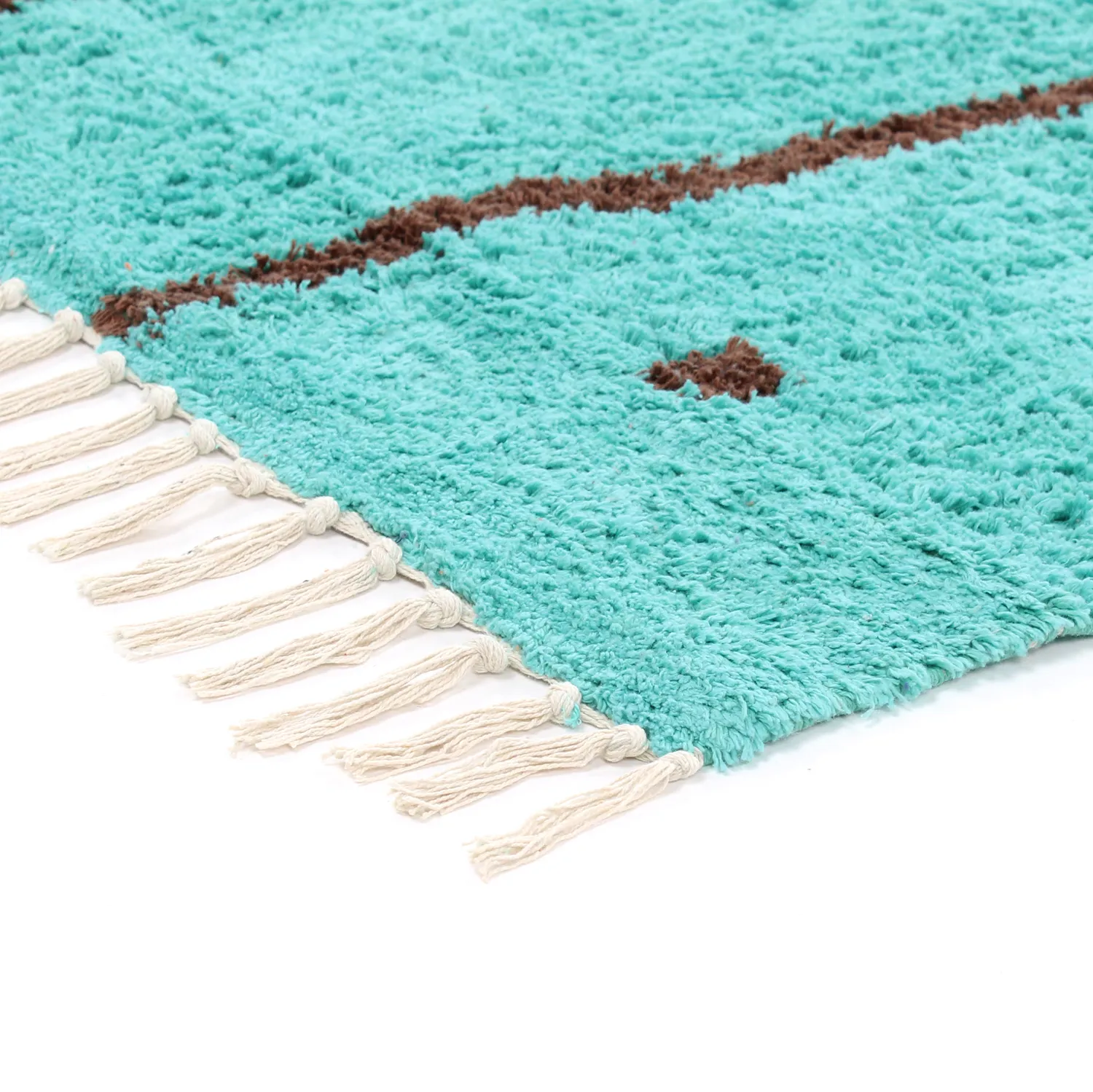 Ryatæpper - Leora Natural Cotton Shaggy (turkis/brun)