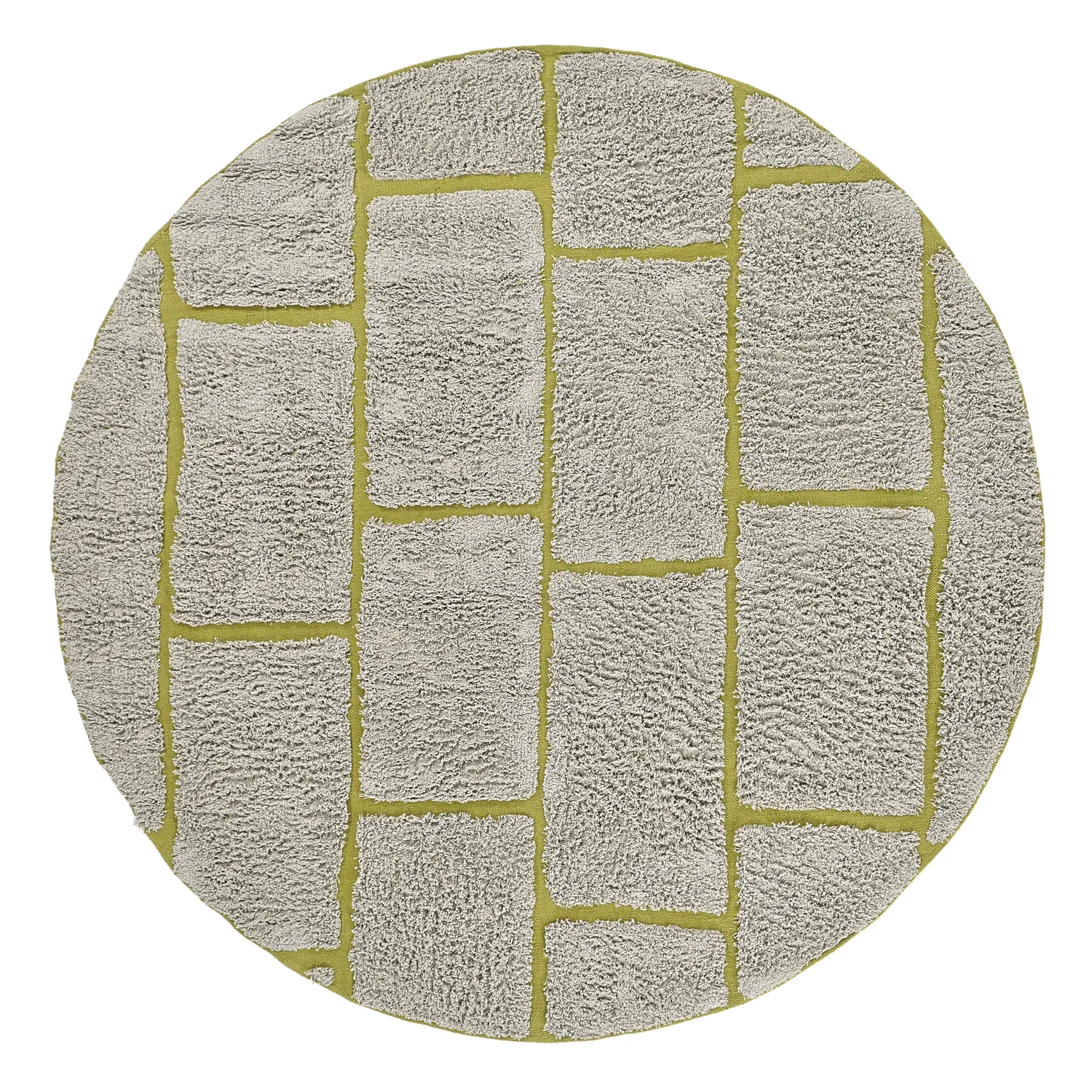 Runde tæpper - Lindley Natural Cotton Shaggy (greige/grøn)