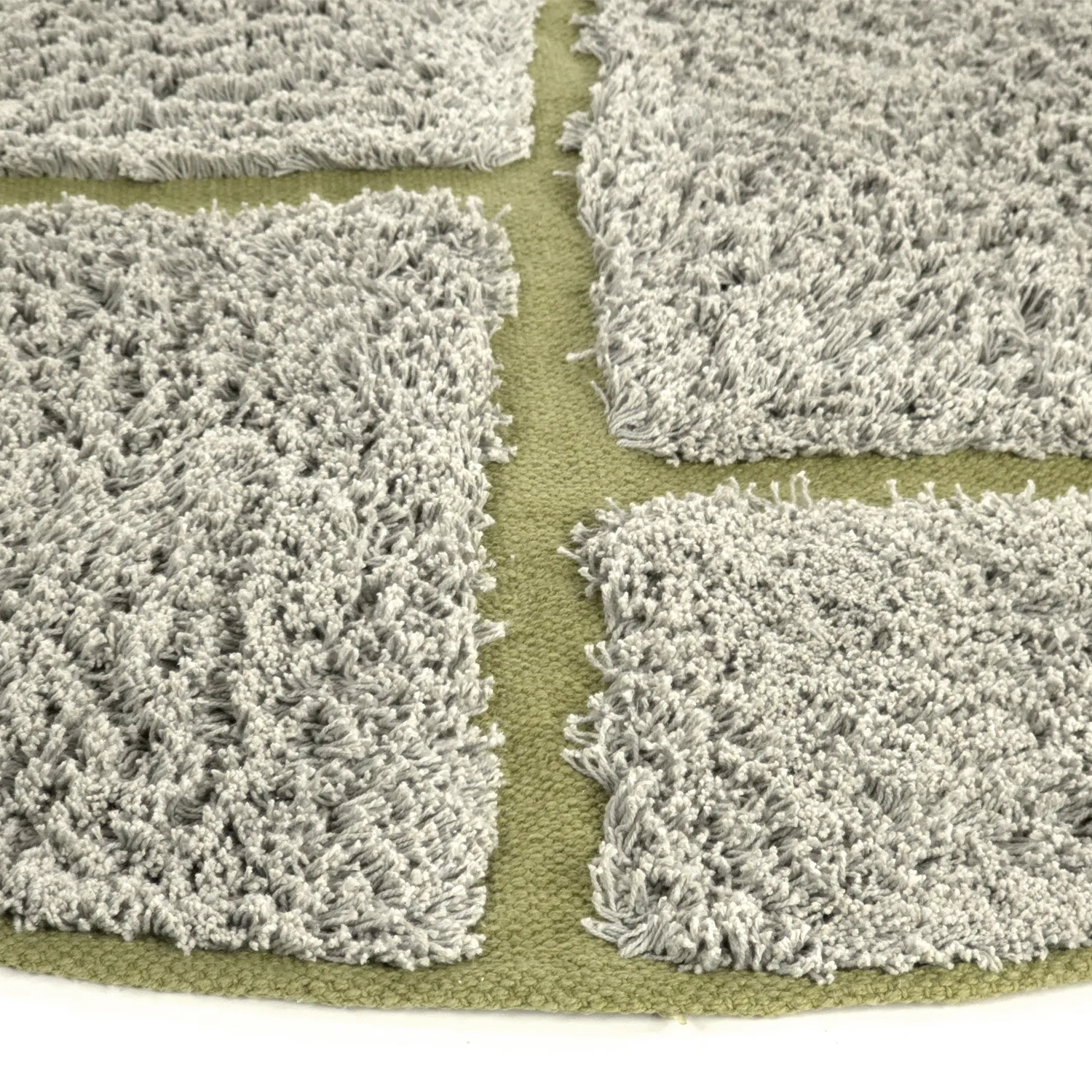 Runde tæpper - Lindley Natural Cotton Shaggy (greige/grøn)