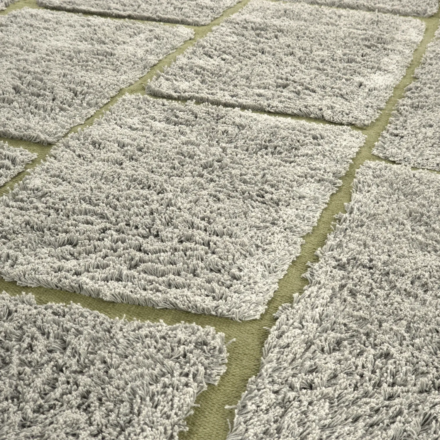 Runde tæpper - Lindley Natural Cotton Shaggy (greige/grøn)