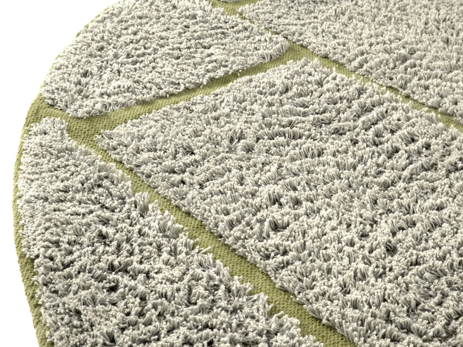 Runde tæpper - Lindley Natural Cotton Shaggy (greige/grøn)