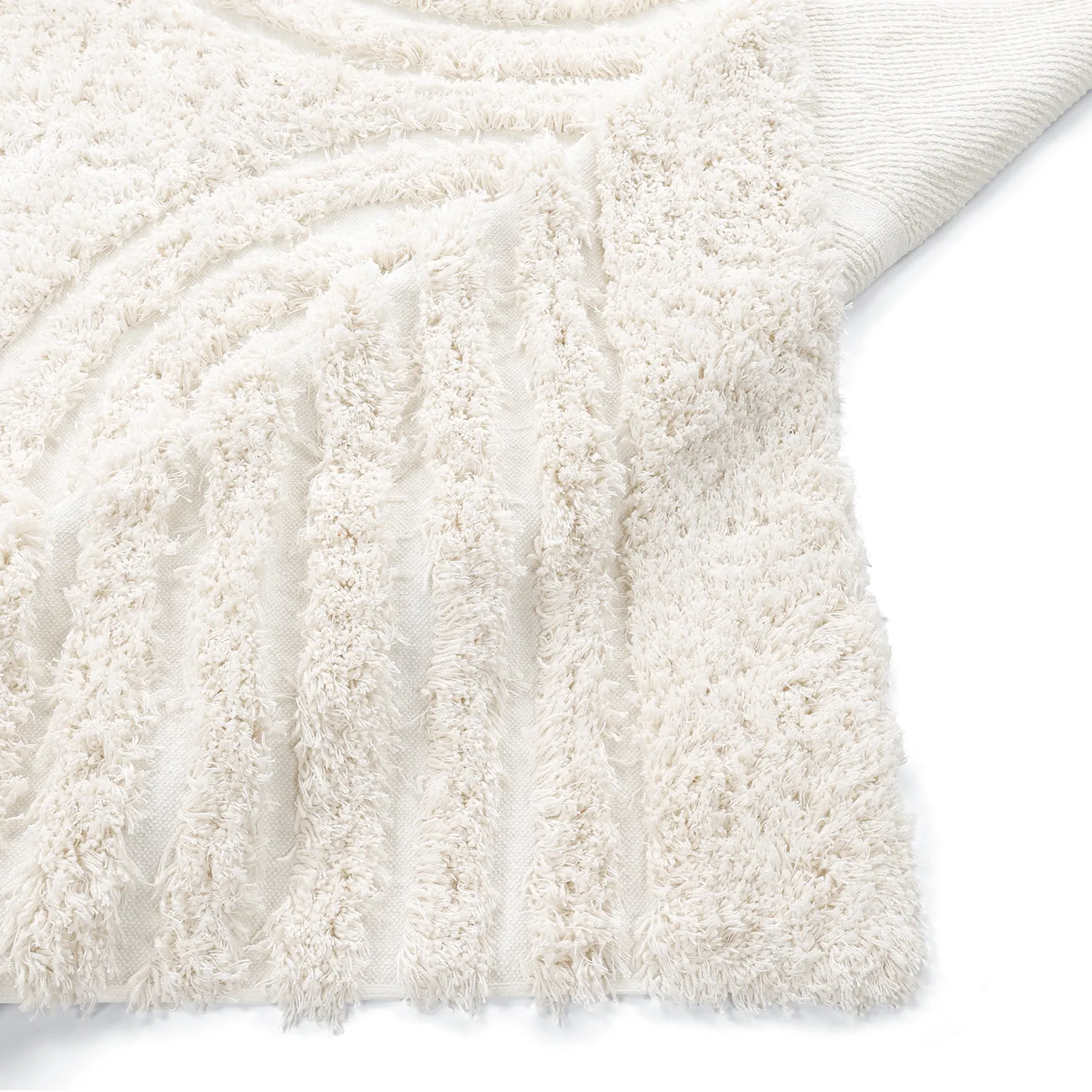 Ryatæpper - Lindos Natural Cotton Shaggy (hvid)