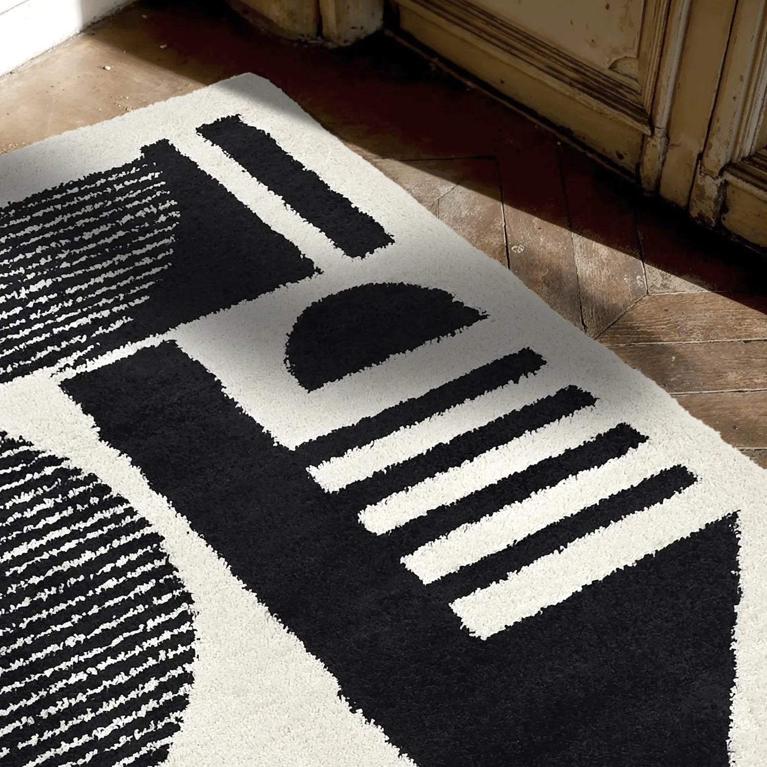 Ryatæpper - Maron (sort/hvid)