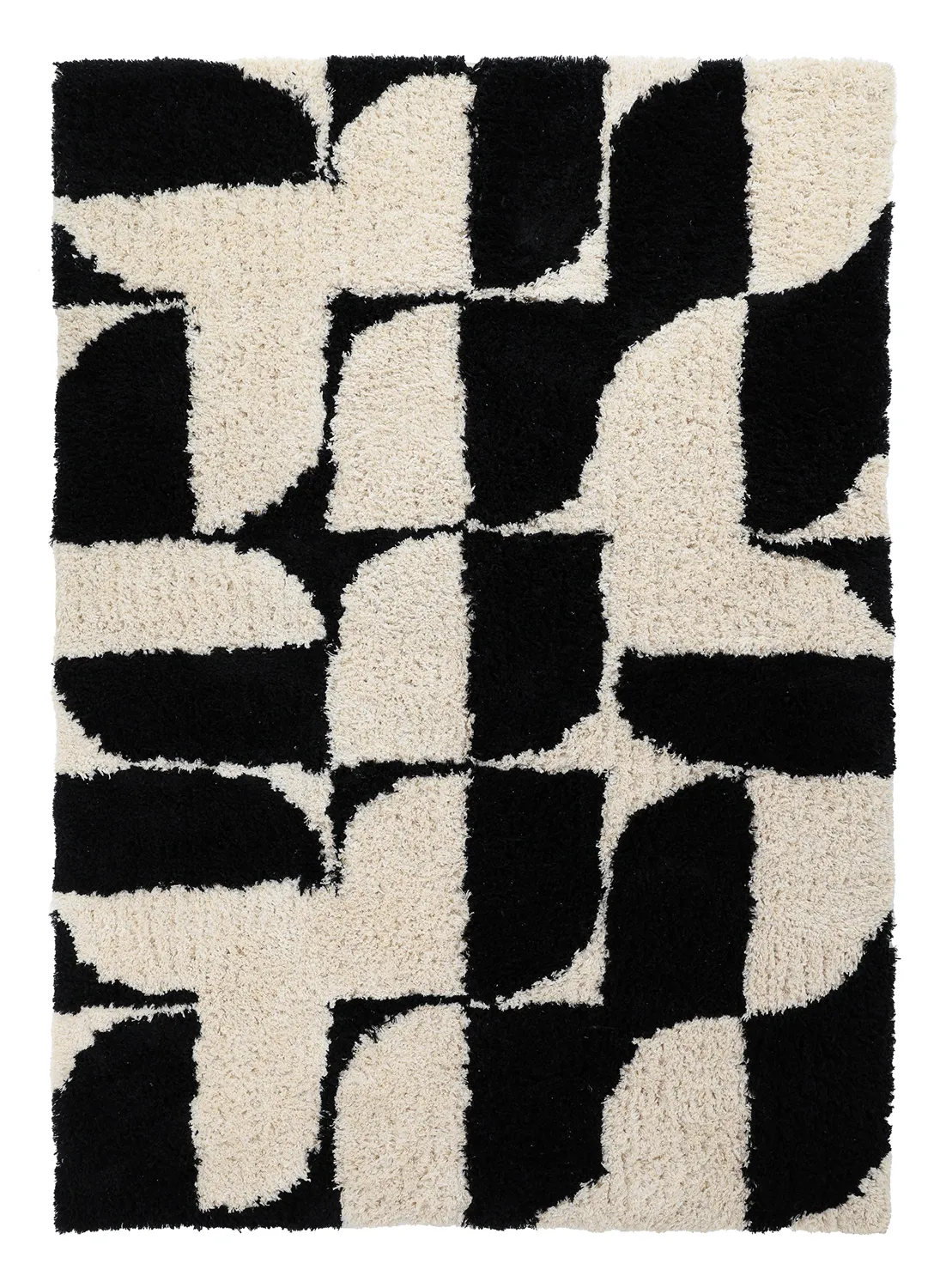 Ryatæpper - Marvao Natural Cotton Shaggy (offwhite/sort)