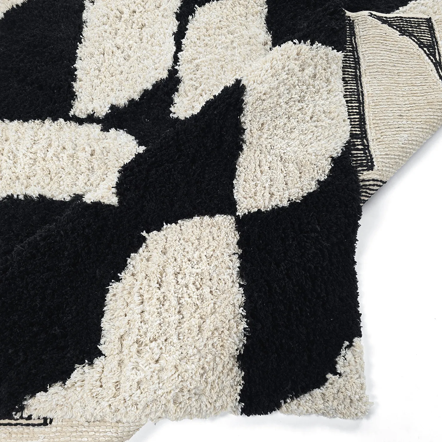 Ryatæpper - Marvao Natural Cotton Shaggy (offwhite/sort)