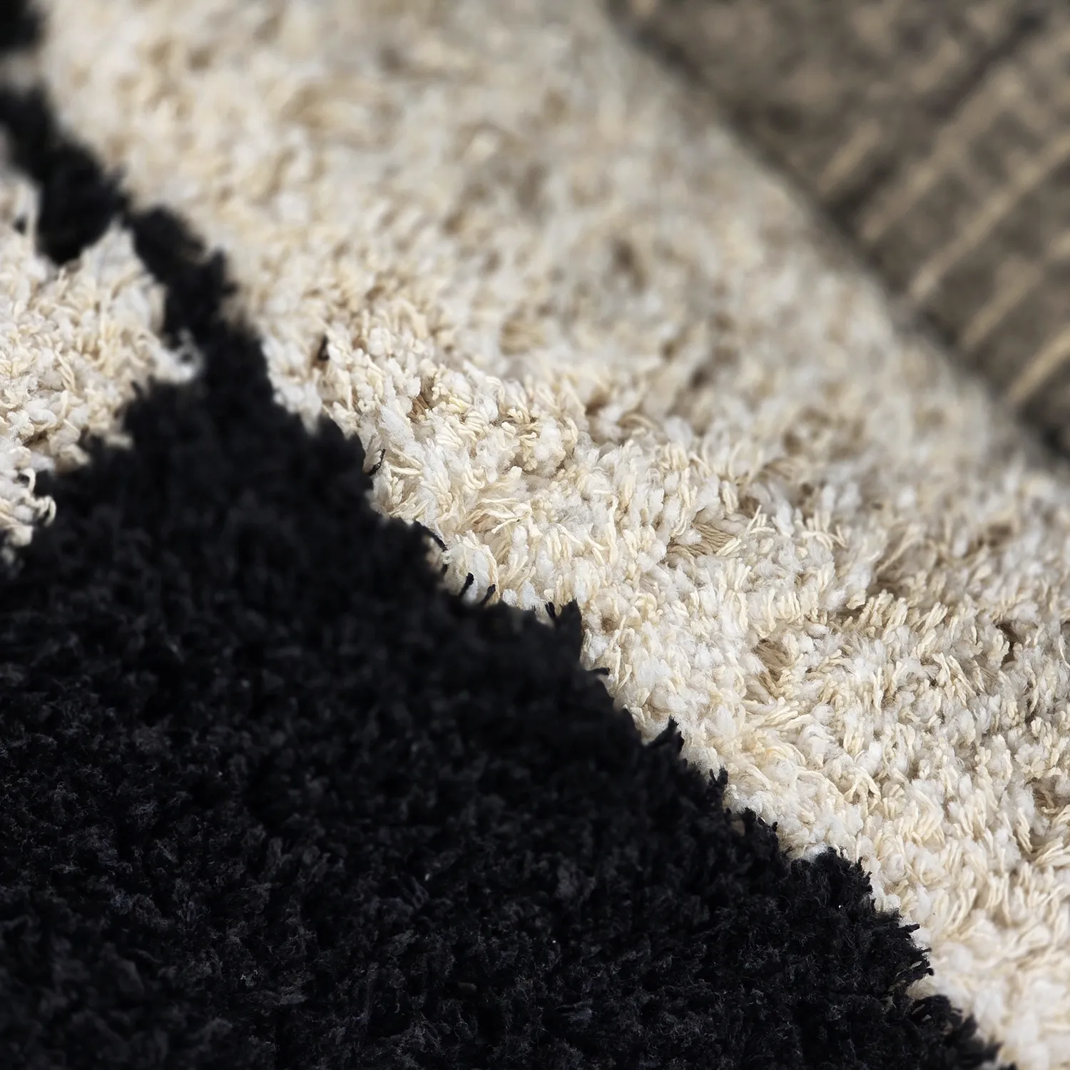 Ryatæpper - Marvao Natural Cotton Shaggy (offwhite/sort)