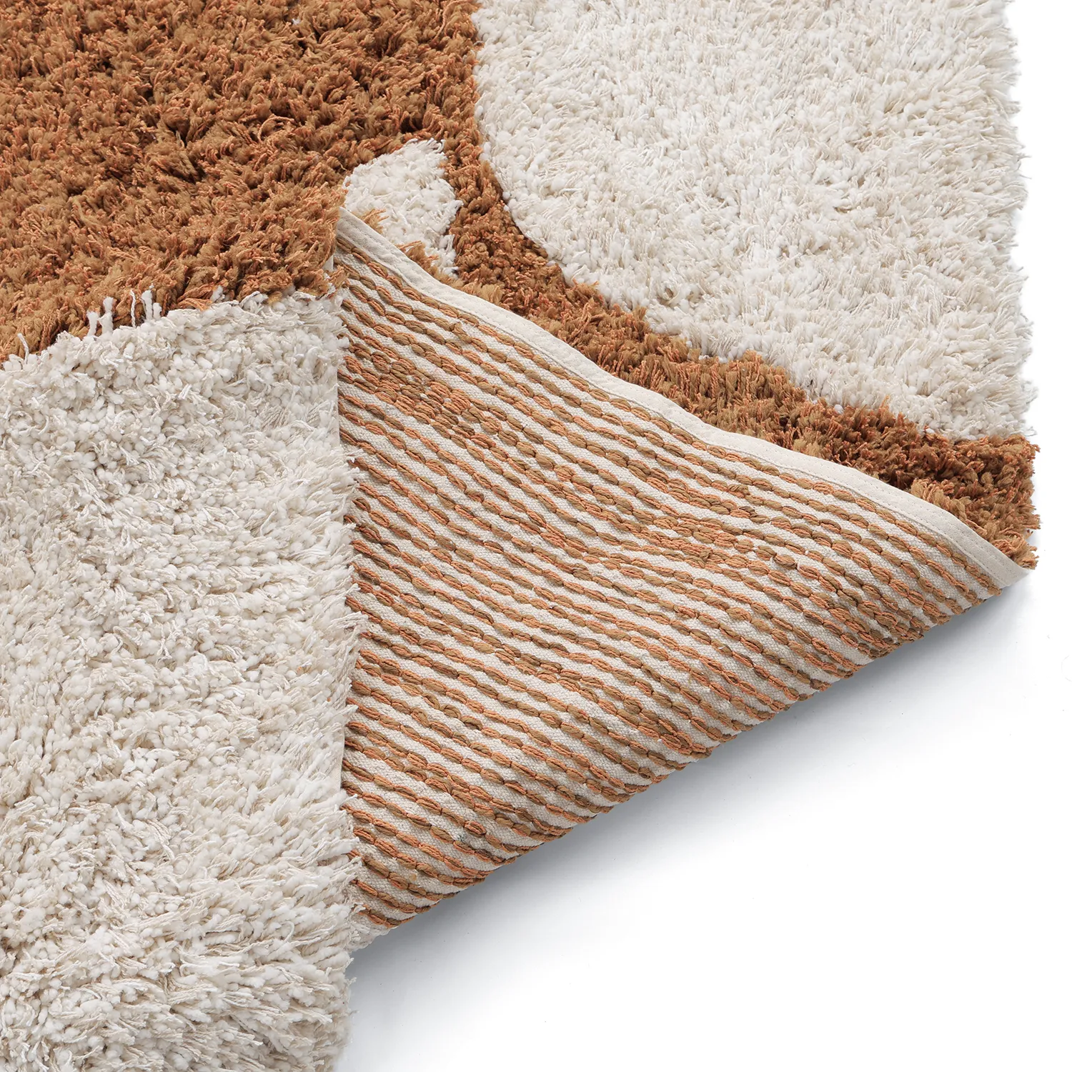 Ryatæpper - Kalymnos Natural Cotton Shaggy (offwhite/okker)