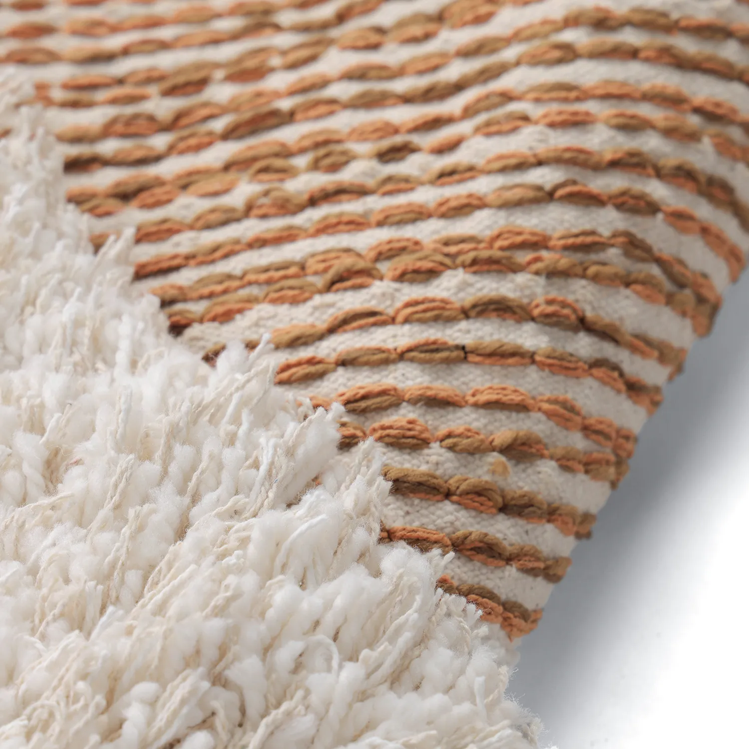 Ryatæpper - Kalymnos Natural Cotton Shaggy (offwhite/okker)