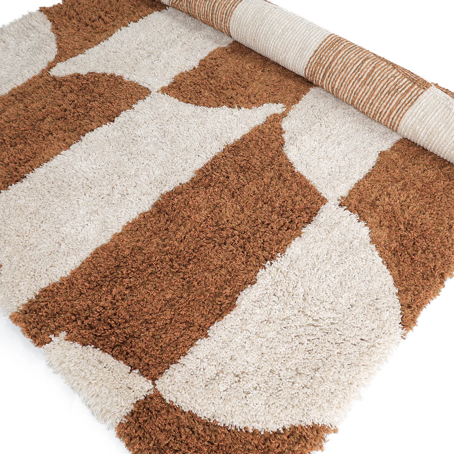 Ryatæpper - Kalymnos Natural Cotton Shaggy (offwhite/okker)