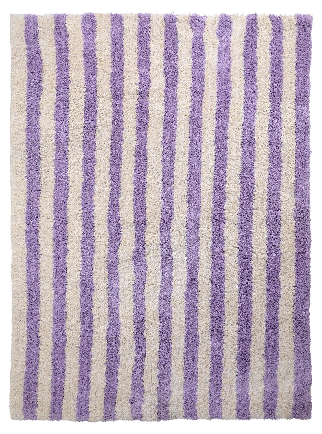 Ryatæpper - Thira Stripe Cotton Shaggy (fløde/lys lilla)