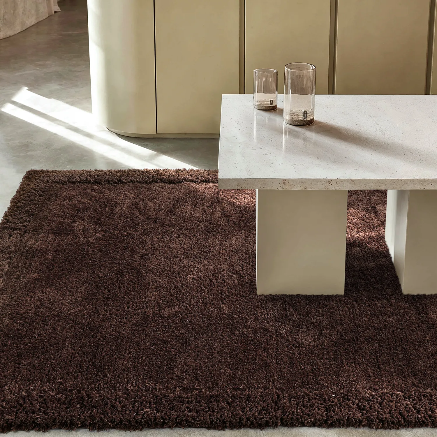 Ryatæpper - Molyvos Natural Cotton Shaggy (brun)
