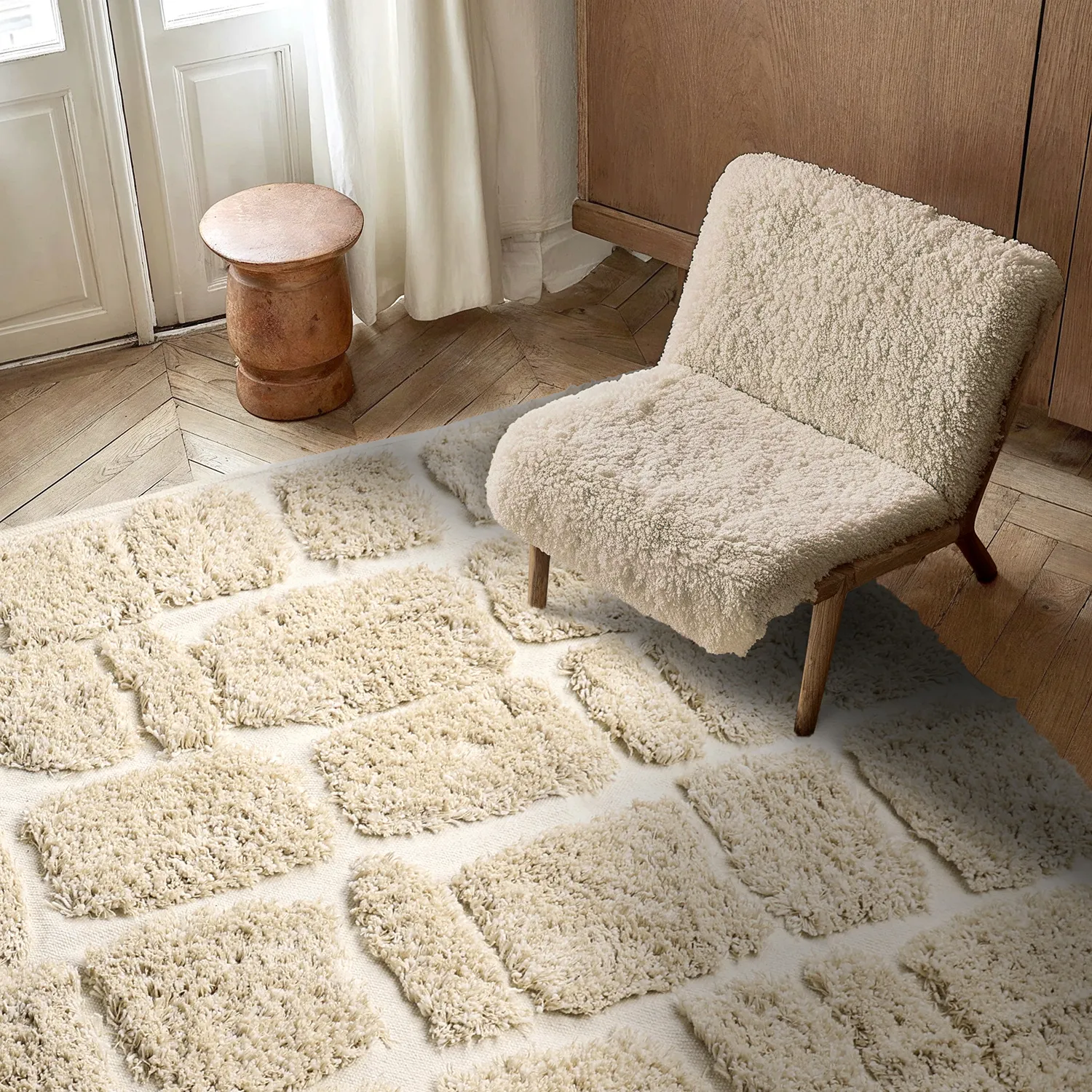 Ryatæpper - Otranto Natural Cotton Shaggy (off-white)