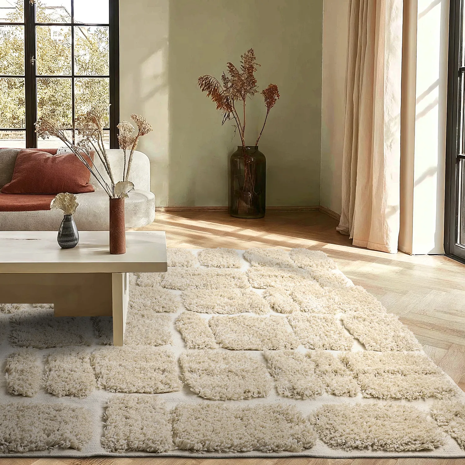 Ryatæpper - Otranto Natural Cotton Shaggy (off-white)