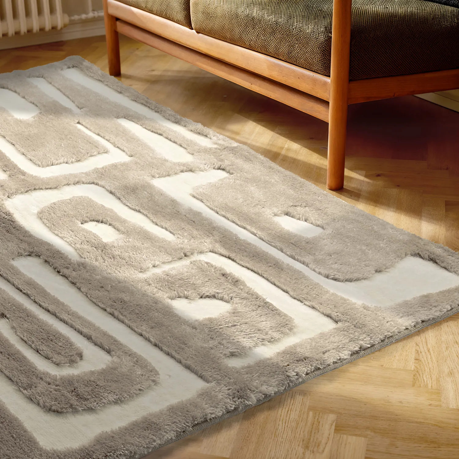 Ryatæpper - Palmyra (beige/hvid)