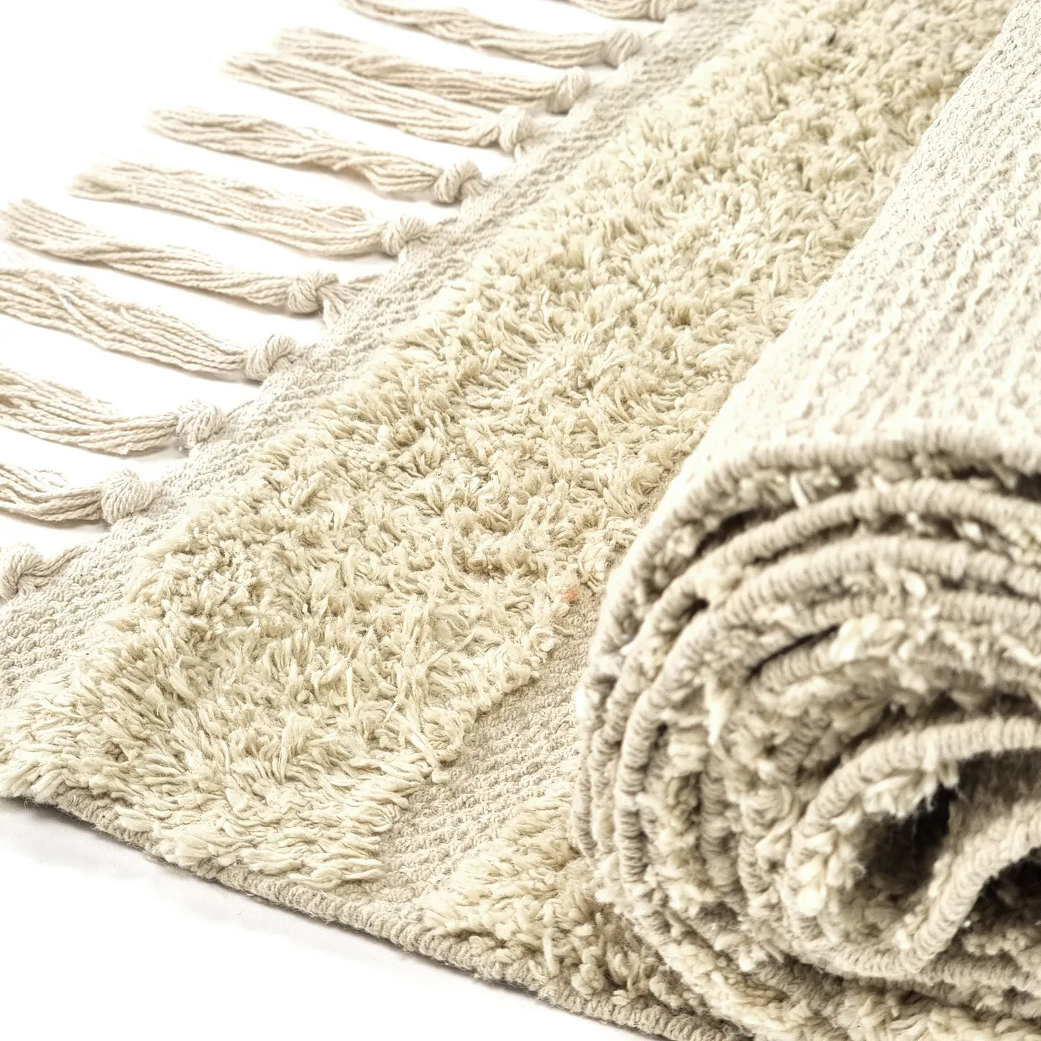 Ryatæpper - Rani Natural Cotton Shaggy (beige)
