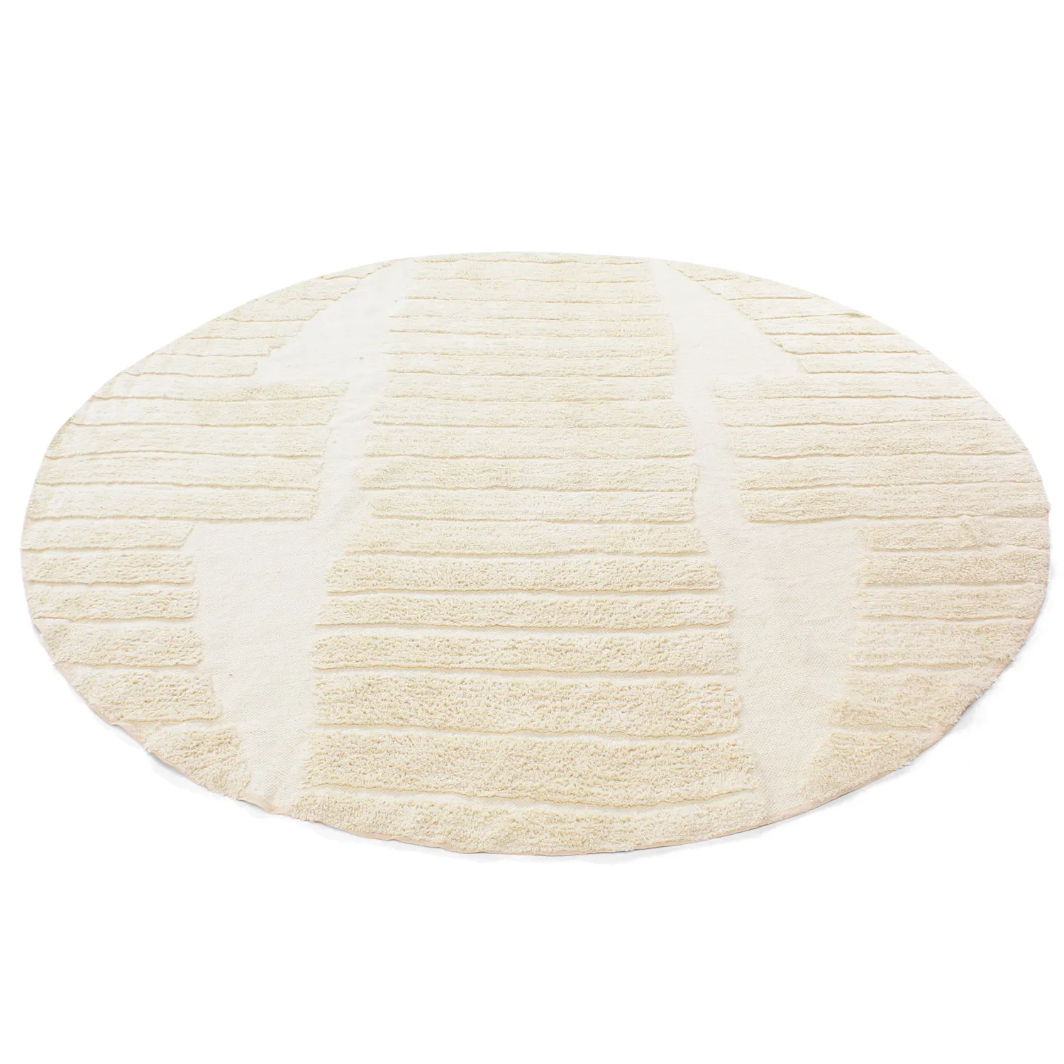 Rundt tæppe - Rani Natural Cotton Shaggy (beige)