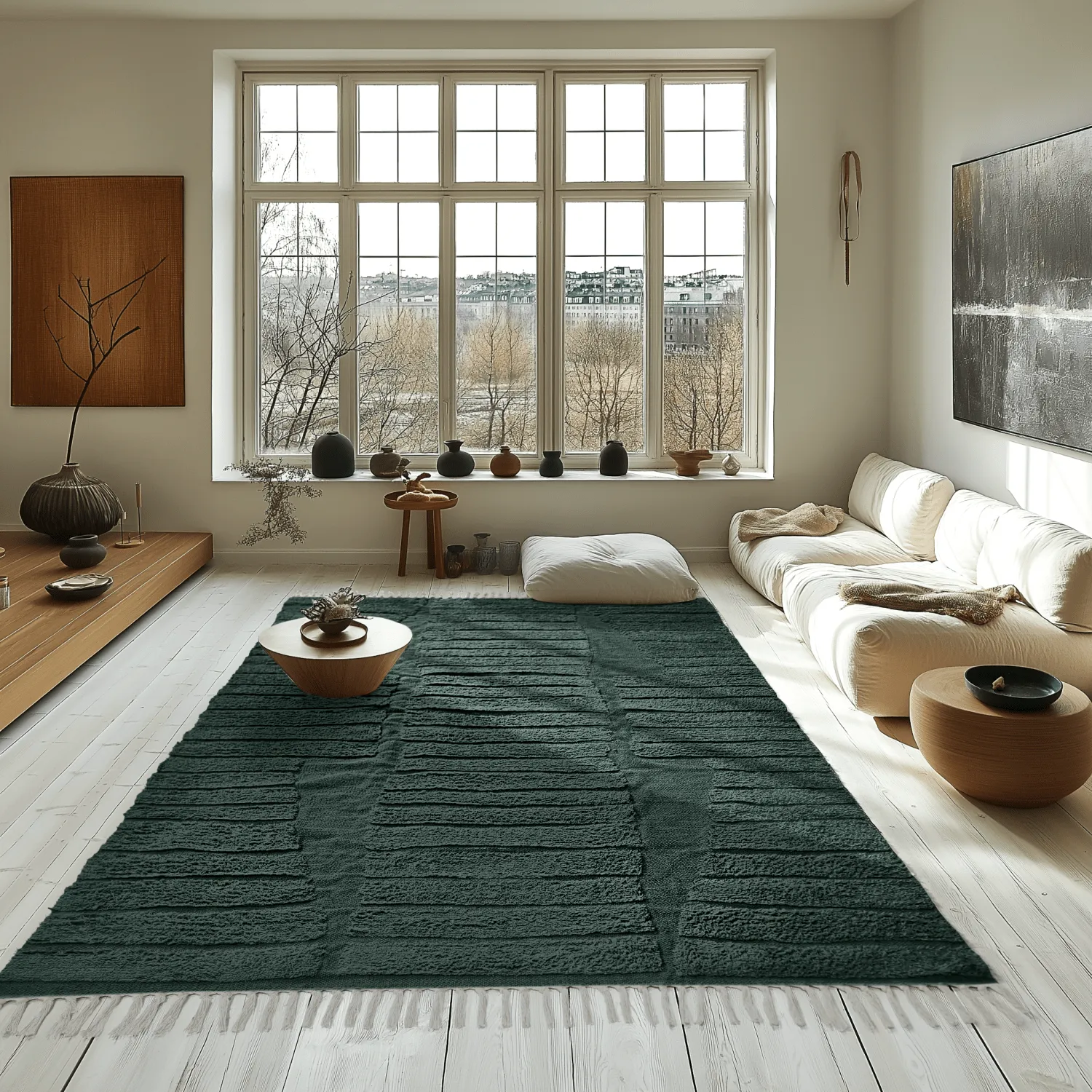 Ryatæpper - Rani Natural Cotton Shaggy (grøn)