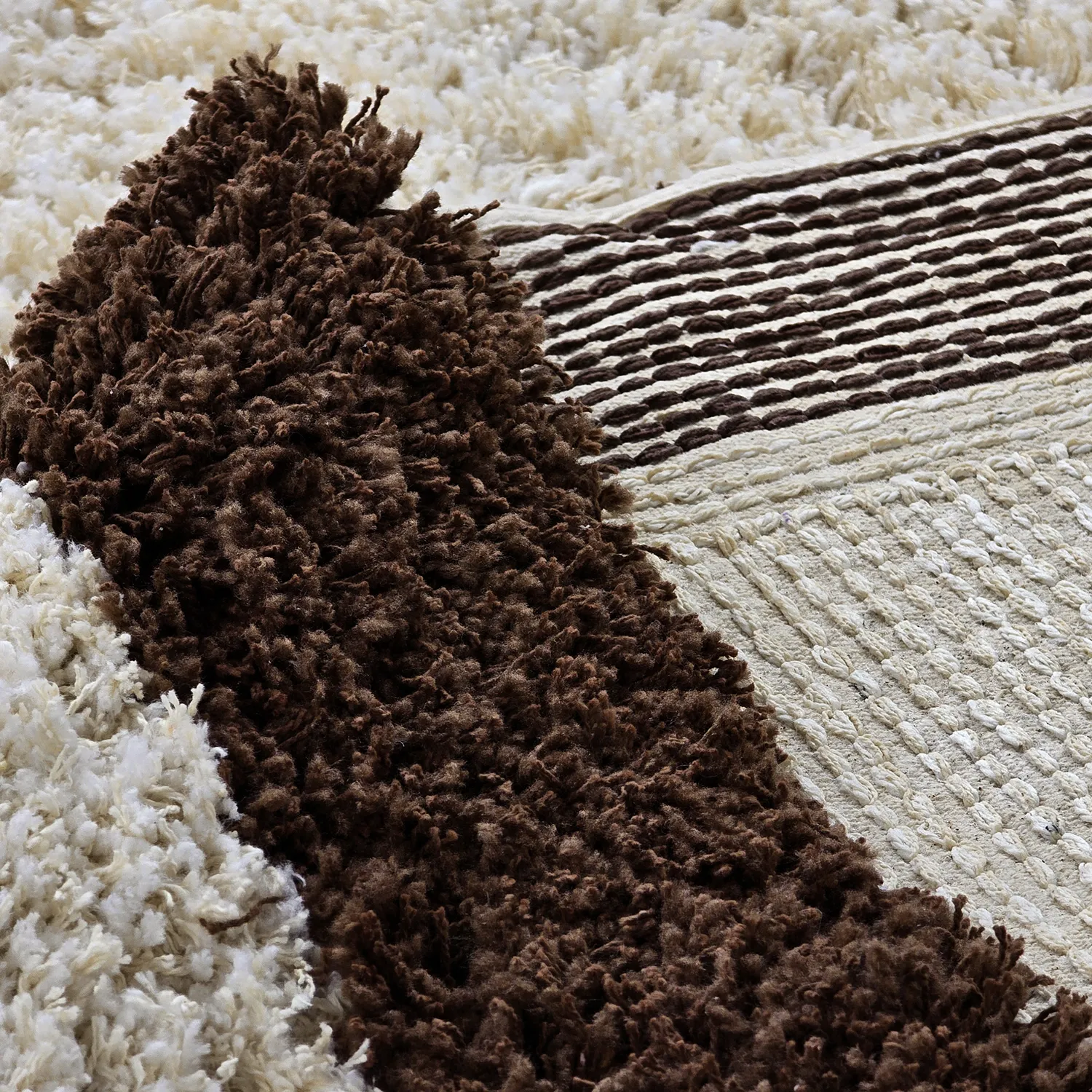 Ryatæpper - Sagres Natural Cotton Shaggy (offwhite/brun)