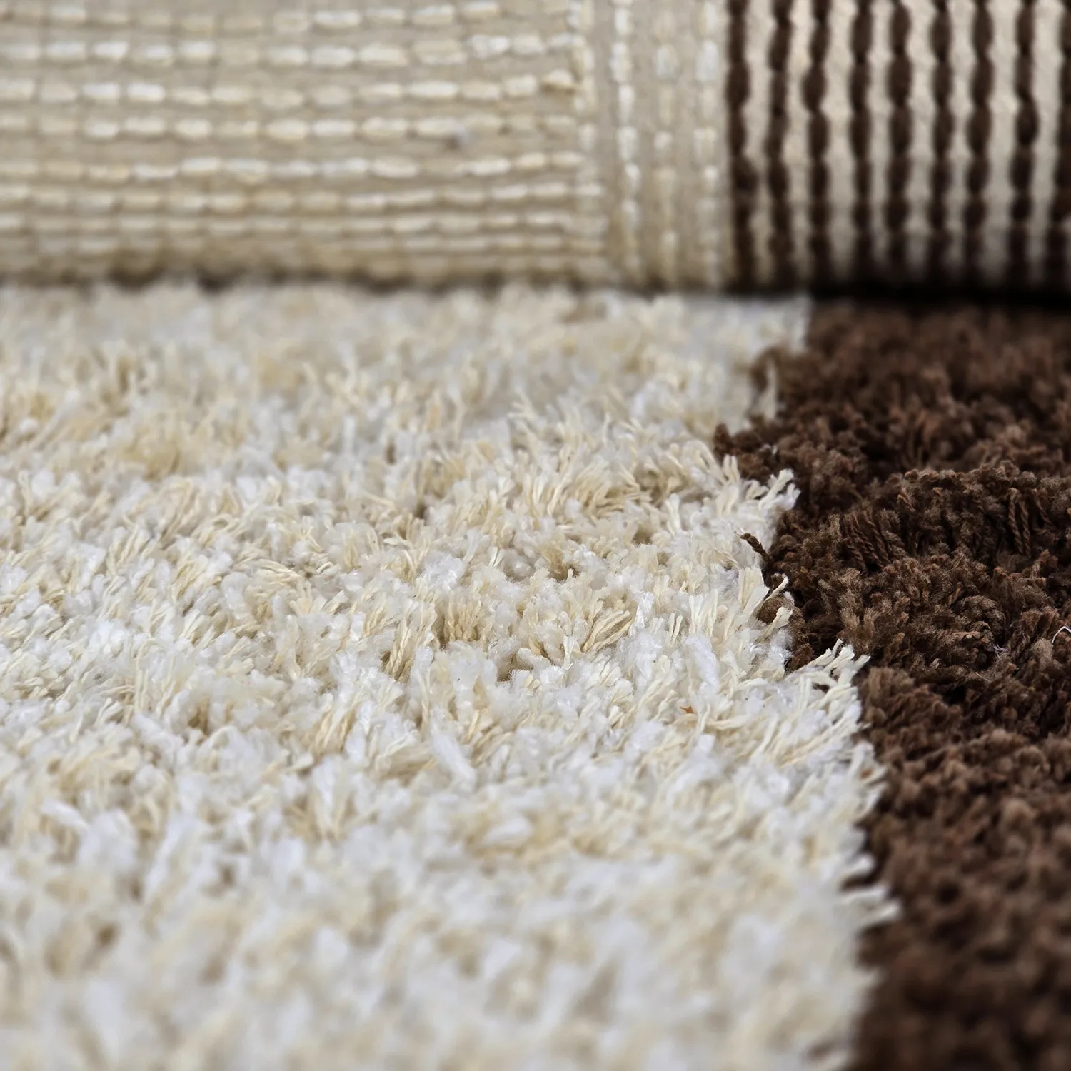 Ryatæpper - Sagres Natural Cotton Shaggy (offwhite/brun)