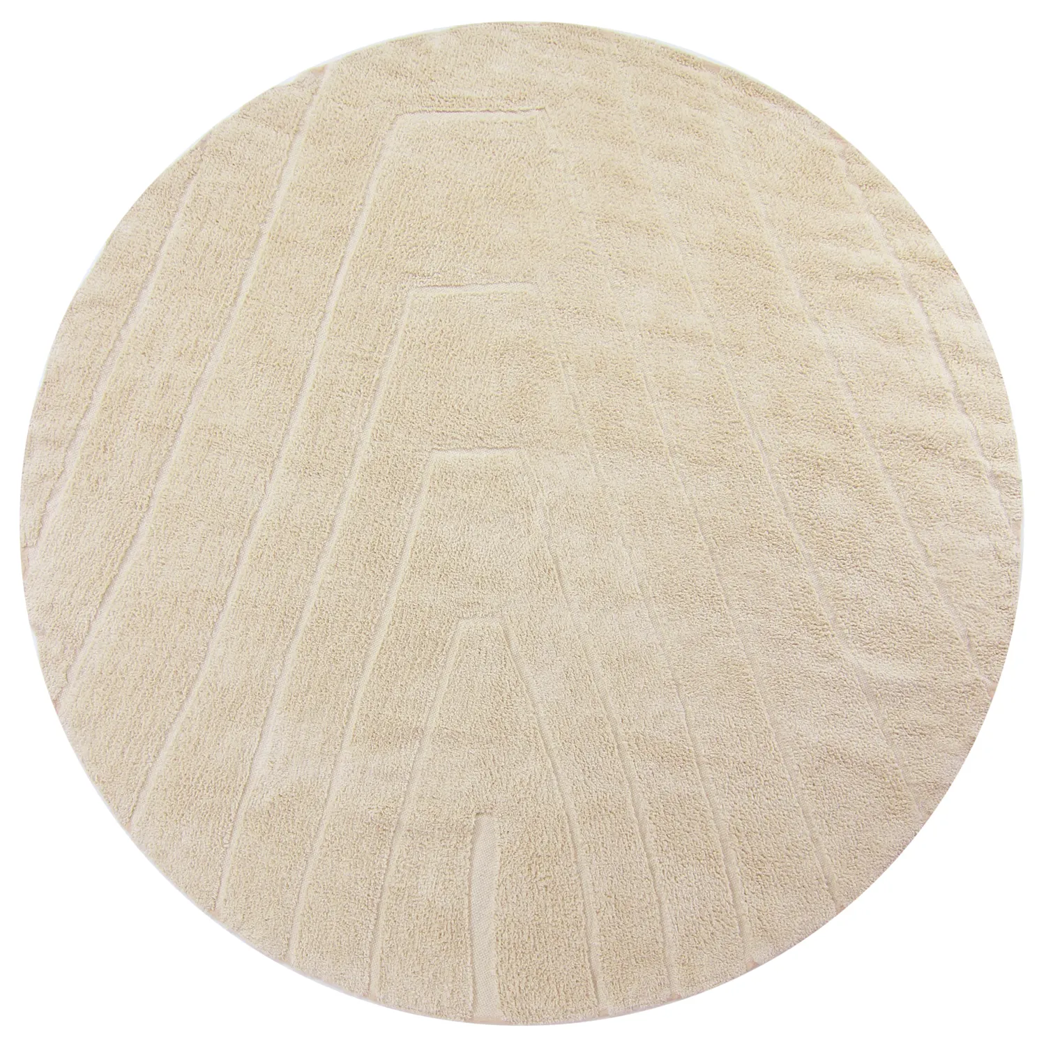 Rundt tæppe - Sivia Natural Cotton Shaggy (beige)