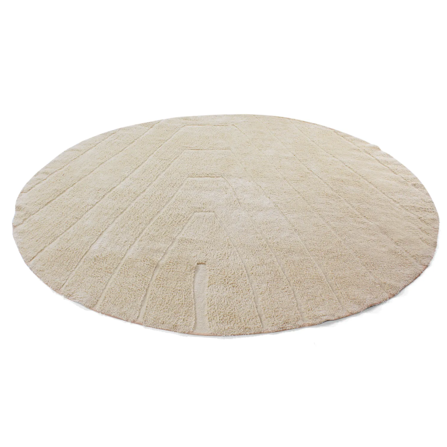 Rundt tæppe - Sivia Natural Cotton Shaggy (beige)
