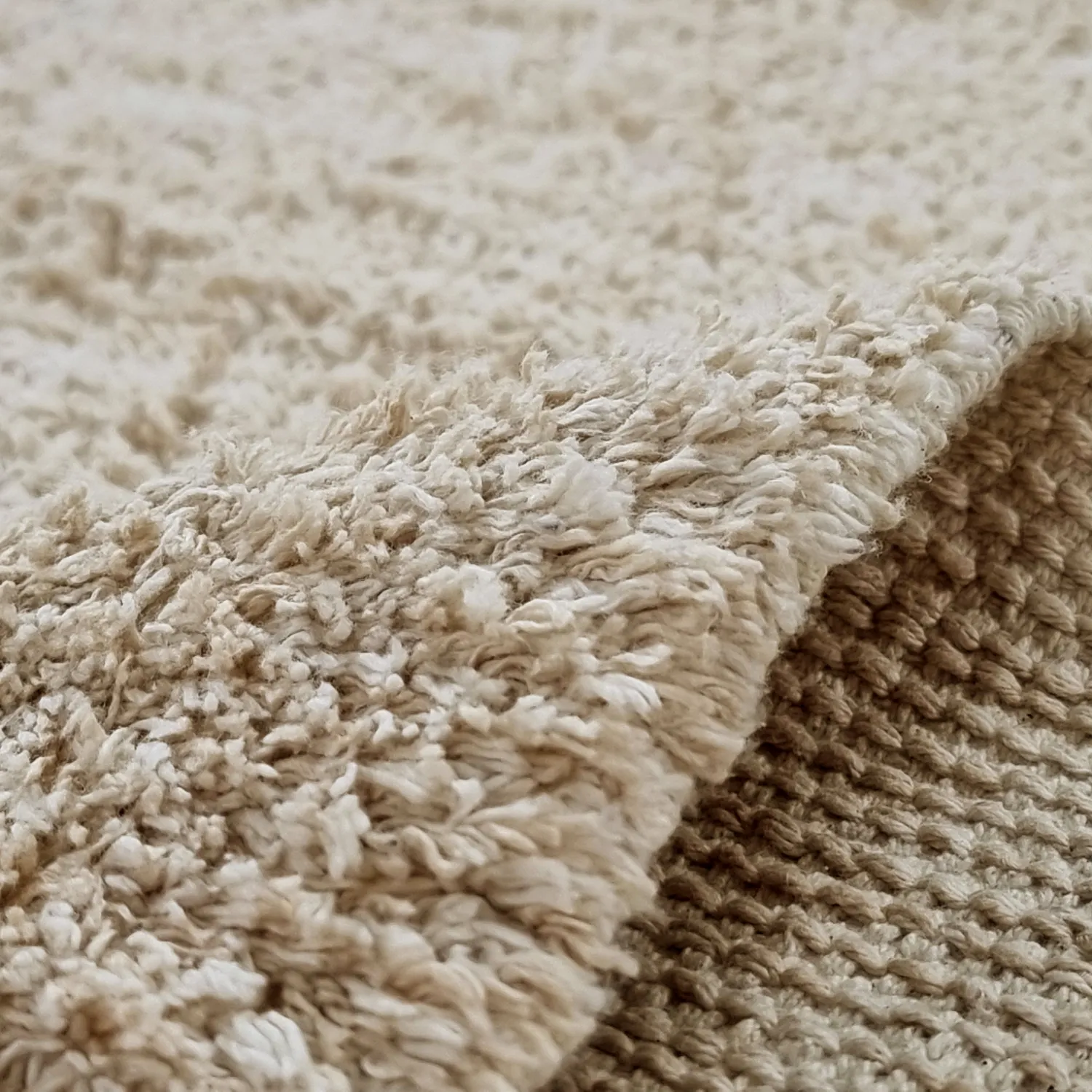 Rundt tæppe - Sivia Natural Cotton Shaggy (beige)