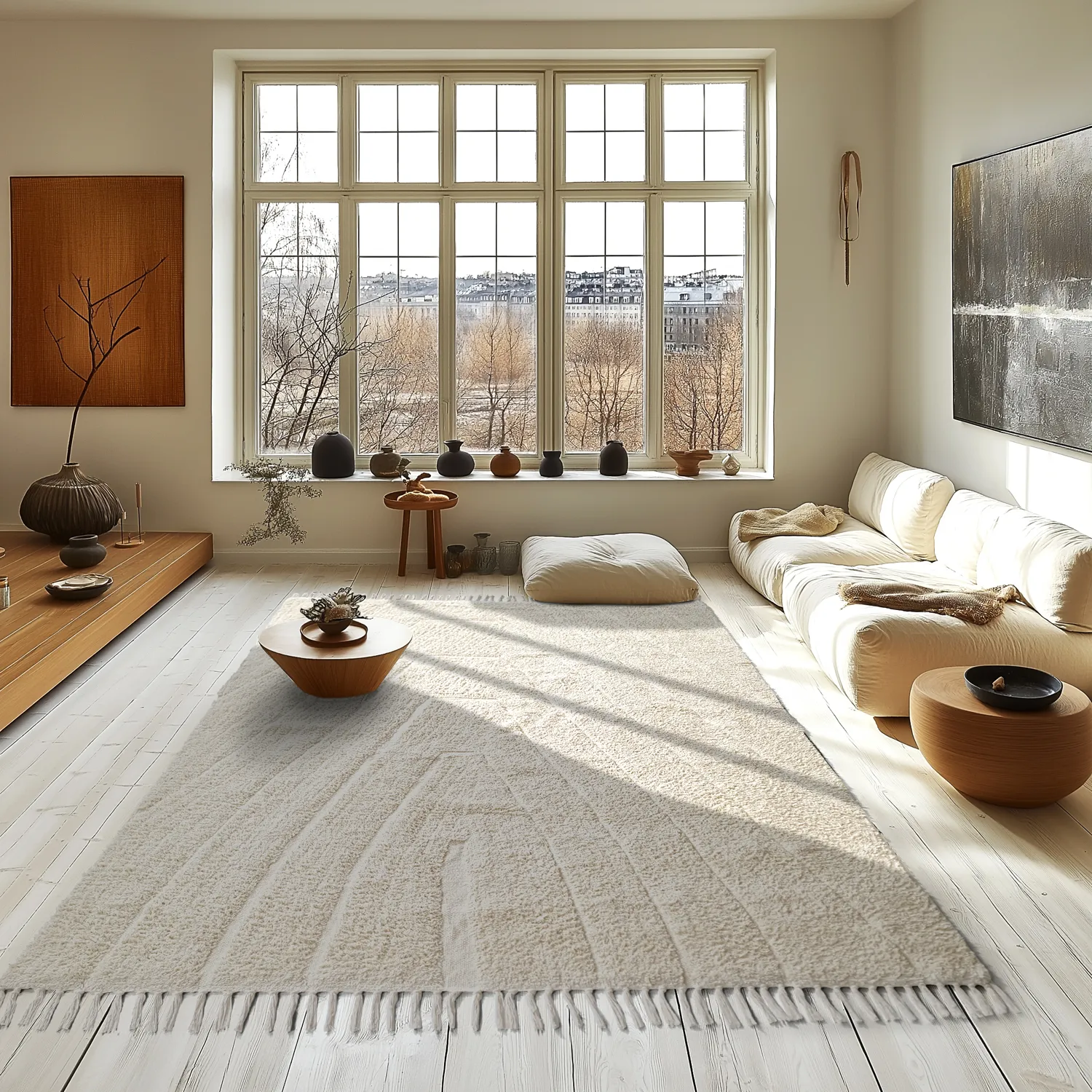 Ryatæpper - Sivia Natural Cotton Shaggy (off-white)