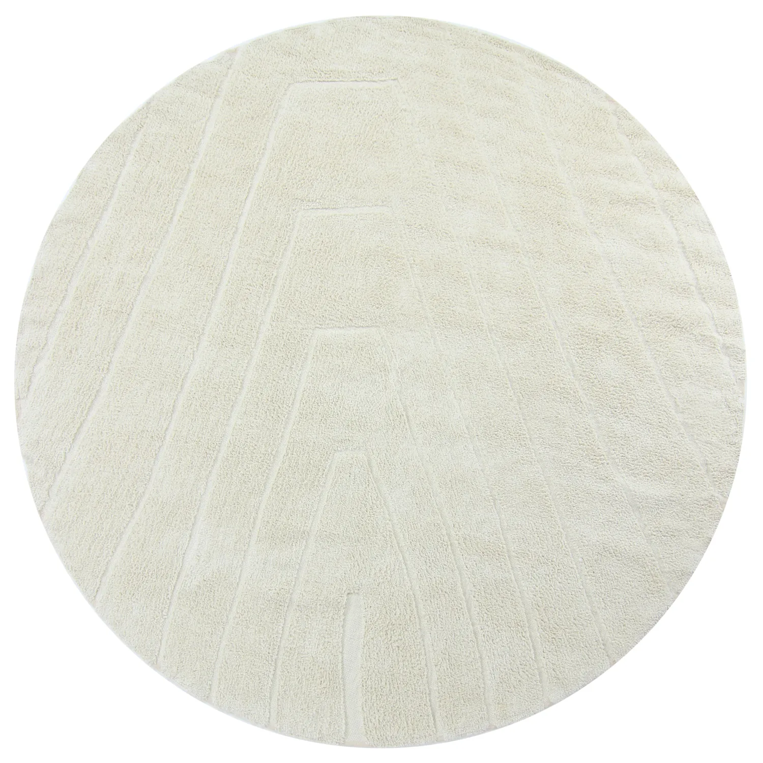 Rundt tæppe - Sivia Natural Cotton Shaggy (off-white)