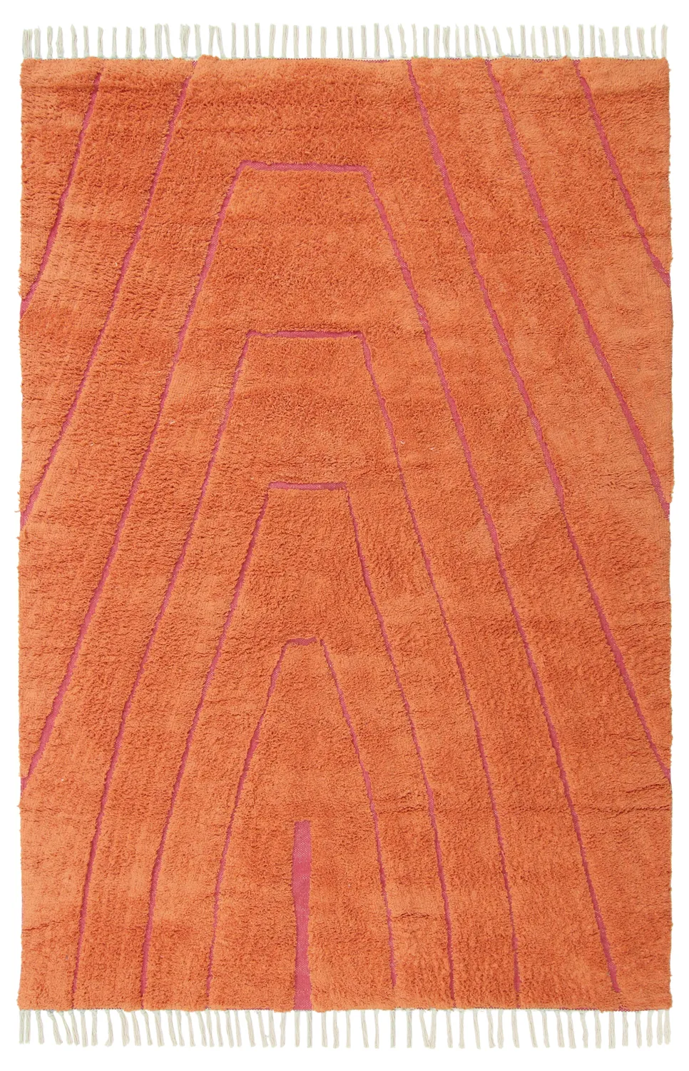 Ryatæpper - Sivia Natural Cotton Shaggy (rød/orange)