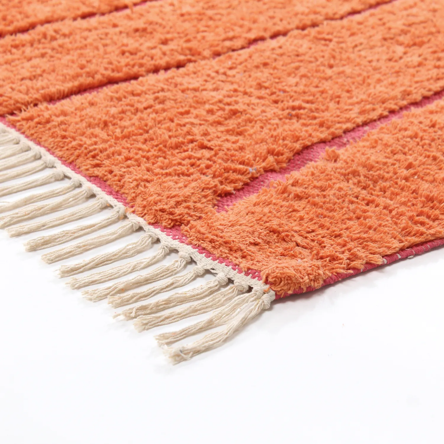 Ryatæpper - Sivia Natural Cotton Shaggy (rød/orange)